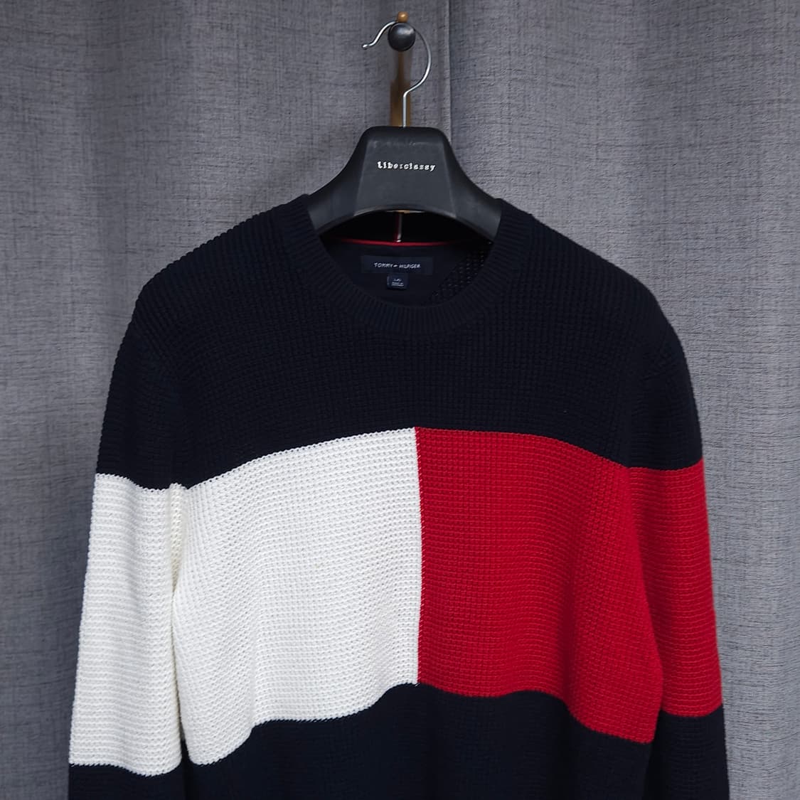 L ) 타미힐피거 빅로고 블럭 니트 상품이미지2