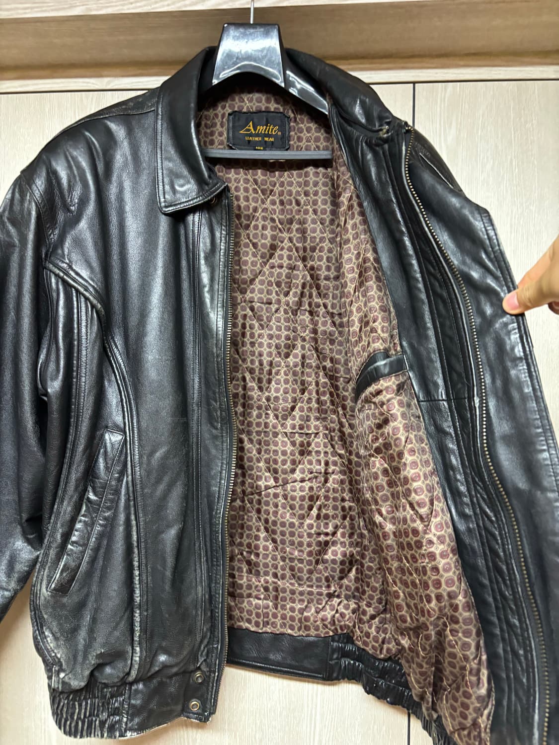 빈티지 레더 봄버 자켓 상품이미지2