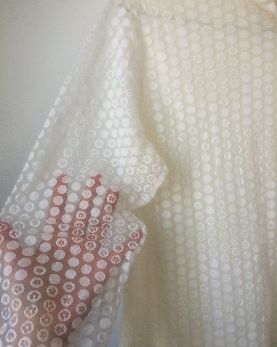 Dot pattern high neck mesh sleeve 상품이미지2