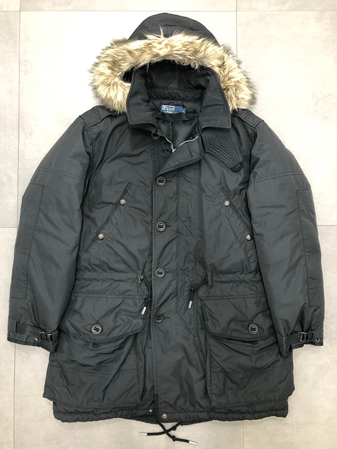 폴로 랄프로렌 피쉬테일 파카 밀리터리 덕다운 패딩 점퍼 블랙 L 상품이미지1