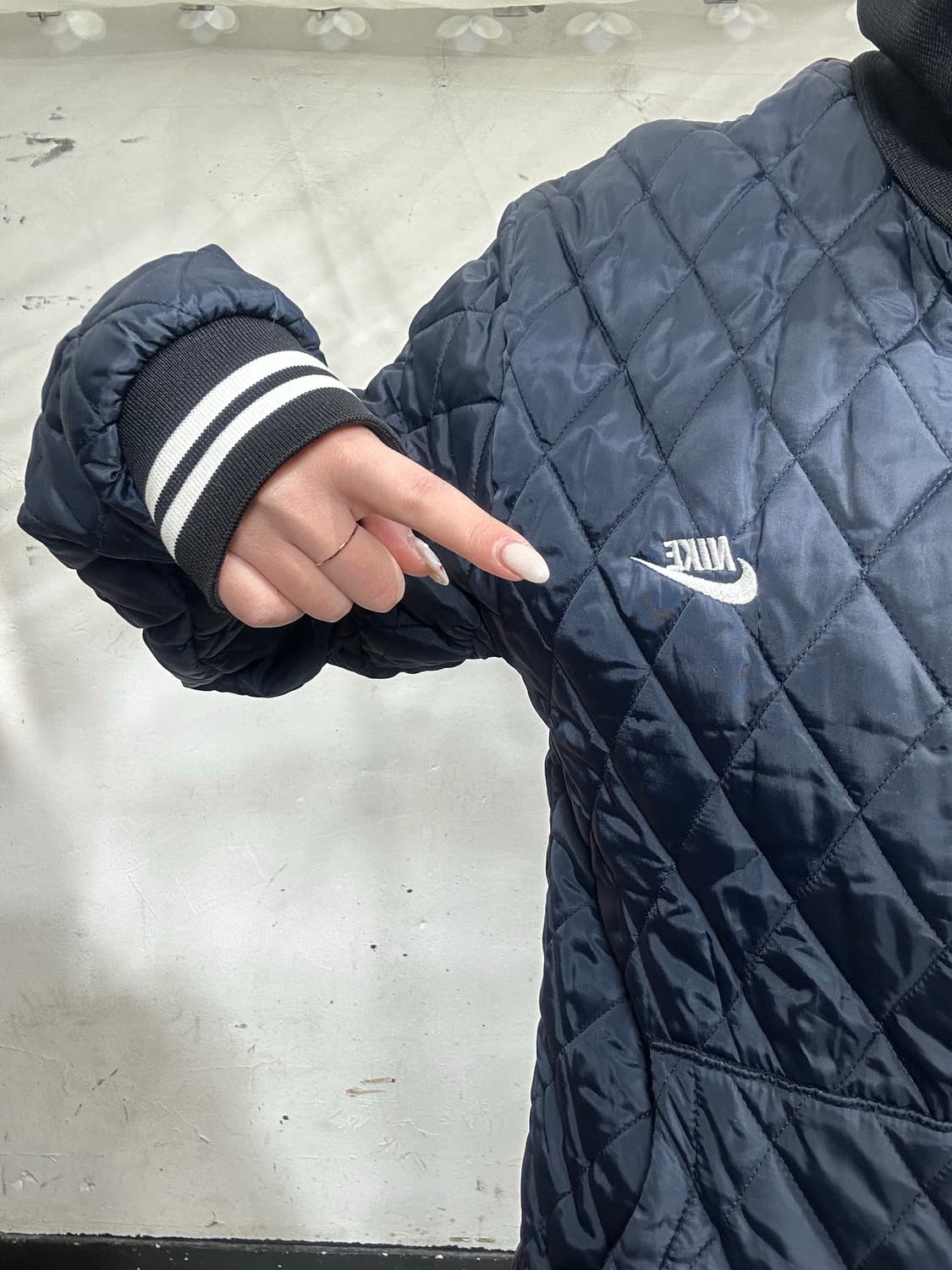 00s 나이키 네이비 퀼팅 자켓 올드스쿨 패딩 점퍼 S 상품이미지4