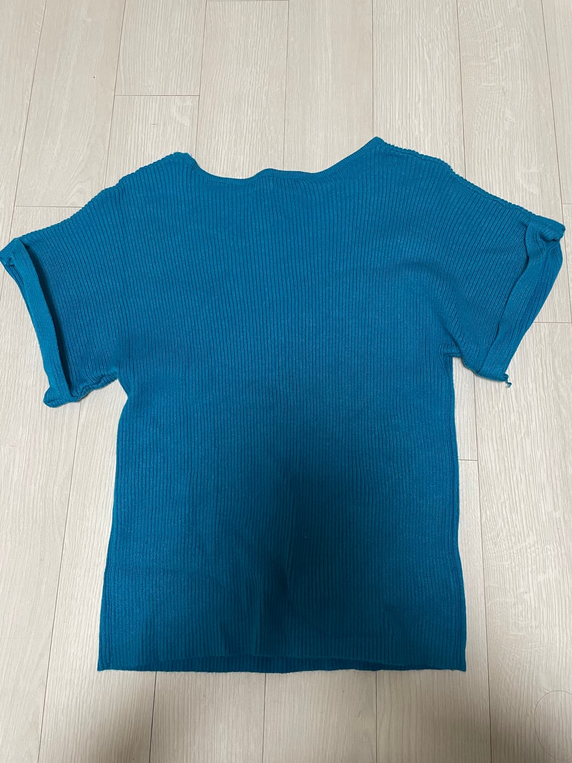 롤업슬리브 크롭니트 블루 상품이미지2