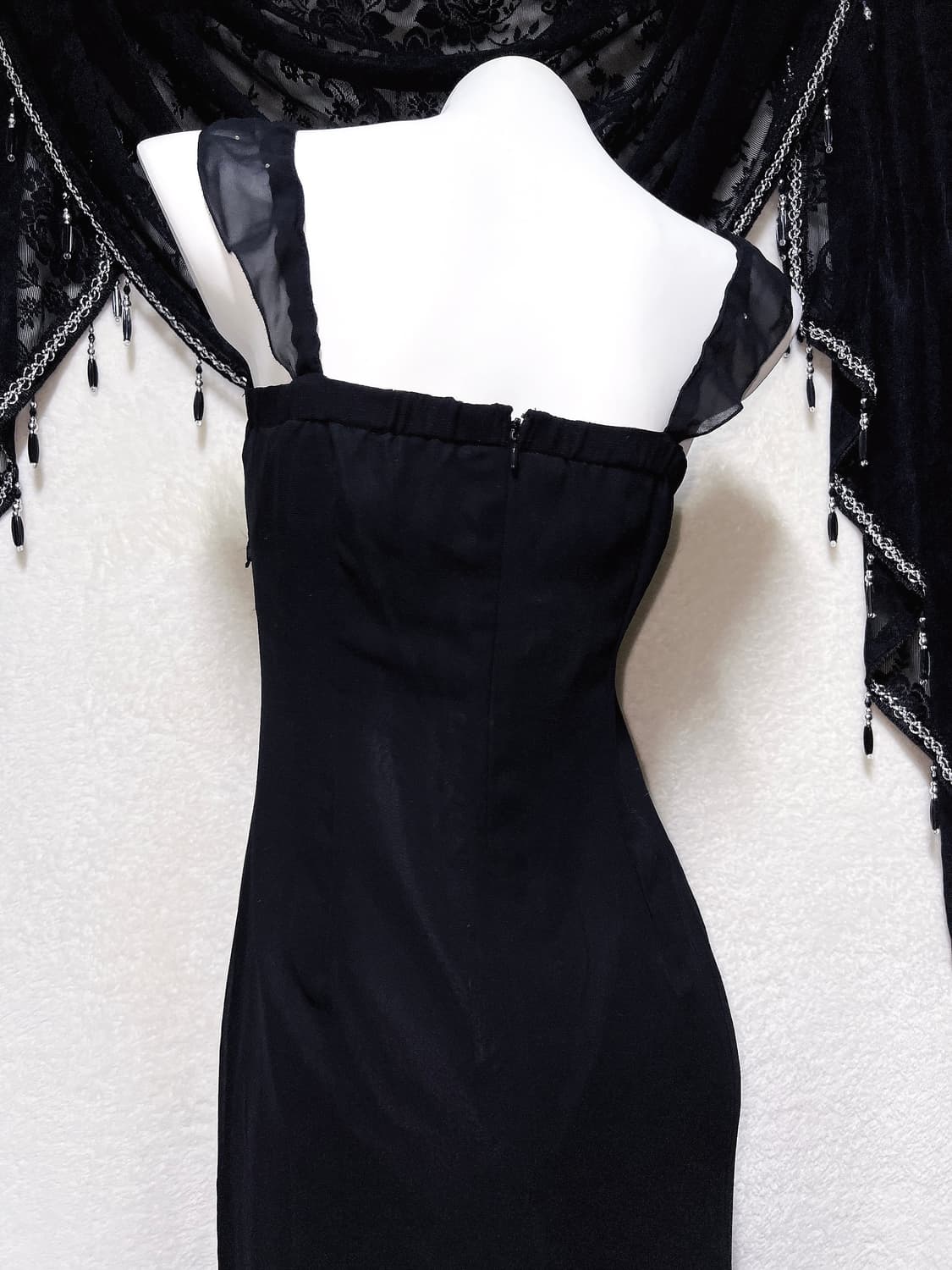 로맨틱고딕 고스 로걀 갸루 큐빅리본 머메이드 드레스 쉬폰원피스 파티 연말 상품이미지9