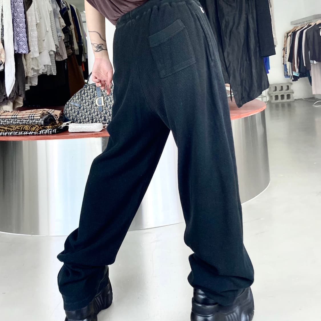 폴로 기본 포니 슬립 웨어 블랙 와플 팬츠 상품이미지3