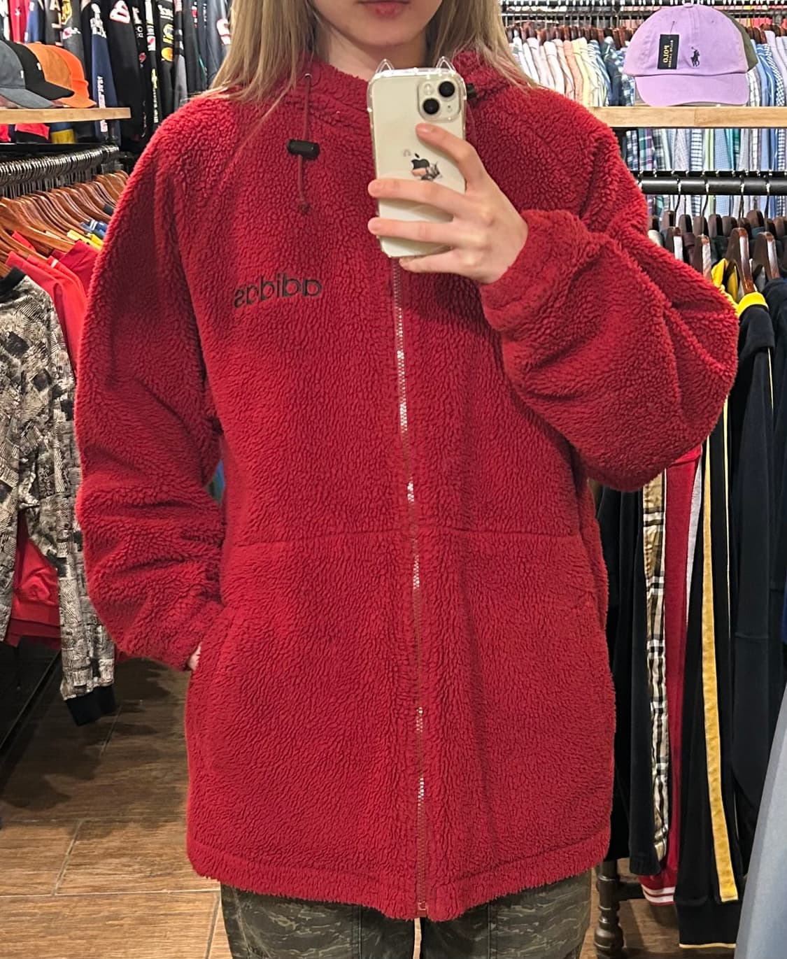 [HI] 아디다스 양털 후드집업 레드 상품이미지1