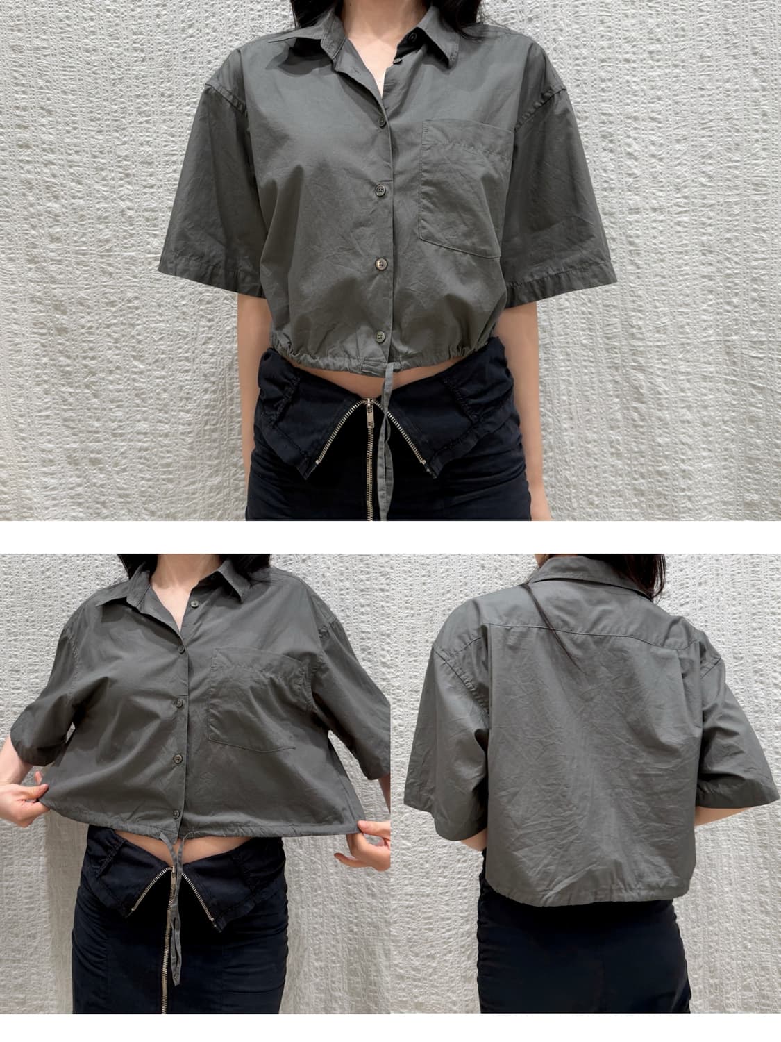 string charcoal cropped shirts 상품이미지7