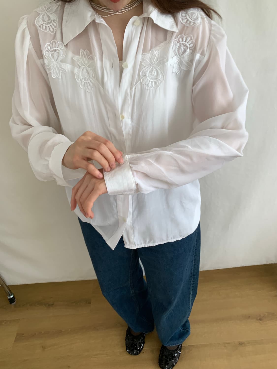 Floral sheer shirt (Europe) 상품이미지1