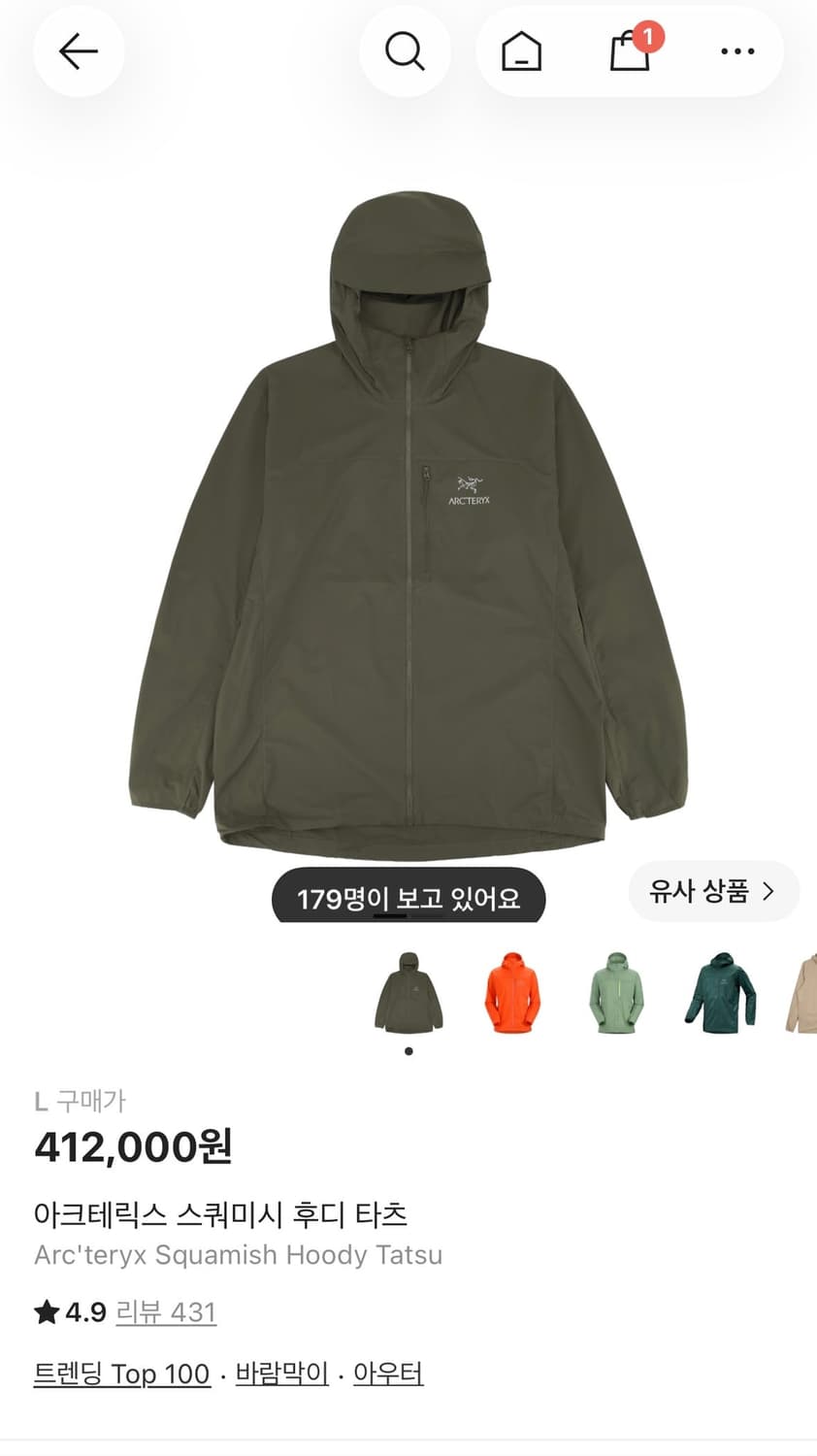 아크테릭스 스쿼미시 후디 타츠 L 상품이미지2
