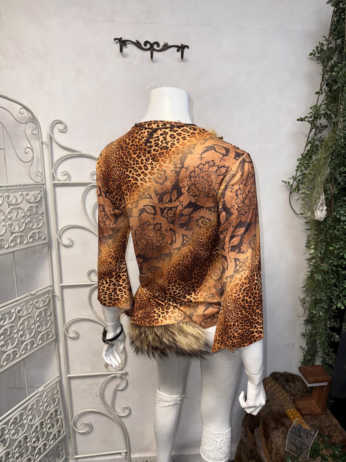 Brown oriental leopard fur trimming bl 상품이미지2