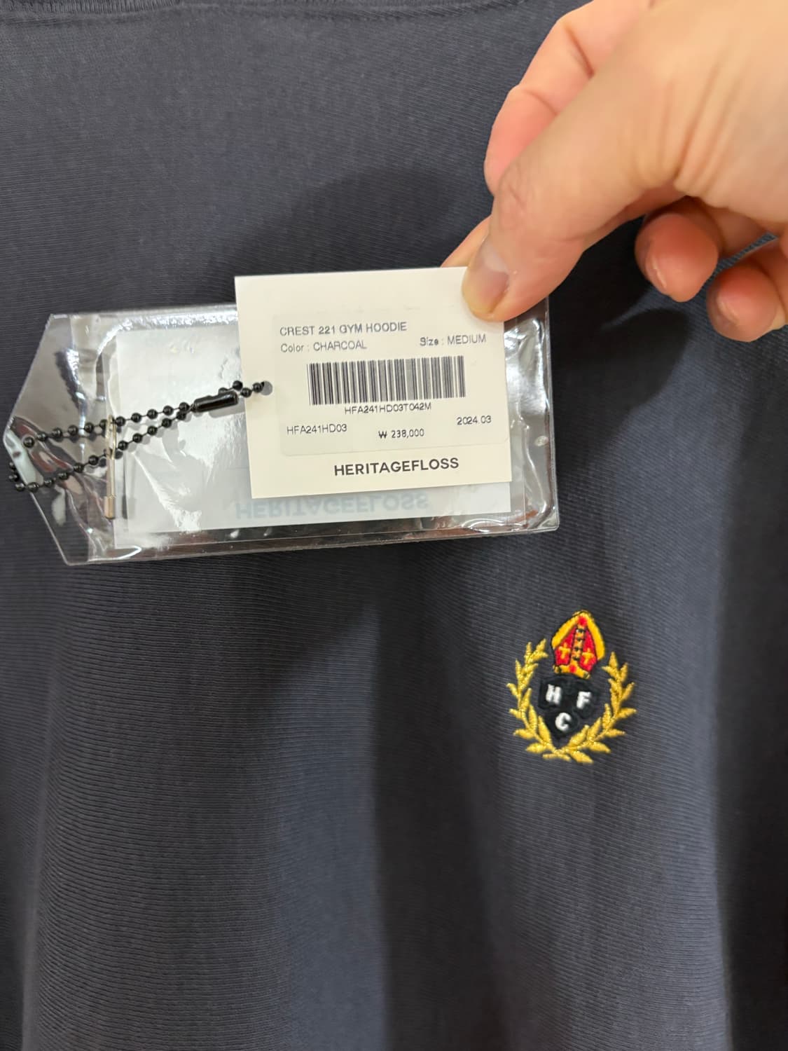 헤리티지 플로스 후드 차콜 M 상품이미지4
