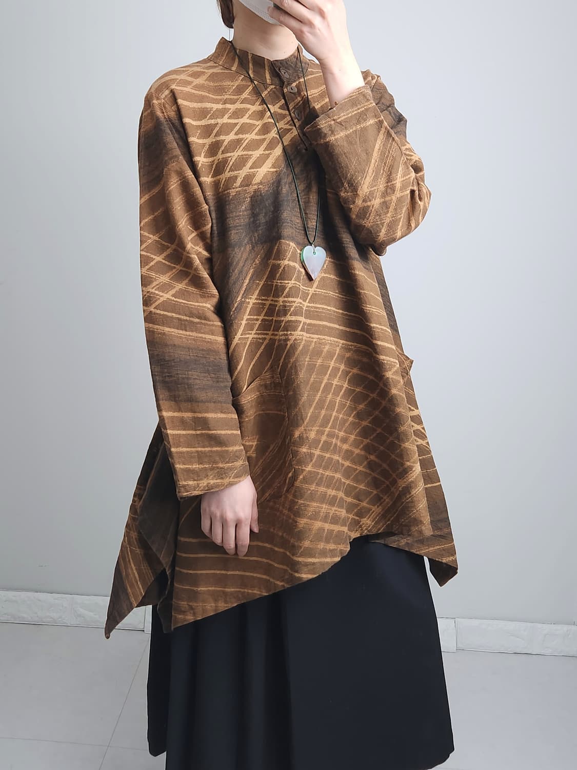 언발 패턴 롱 블라우스 상품이미지2