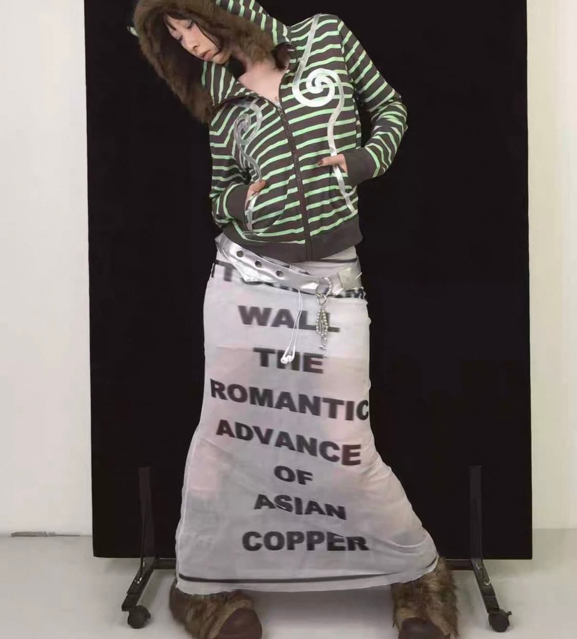 tsunami 레터링 쉬어 롱 스커트 상품이미지3