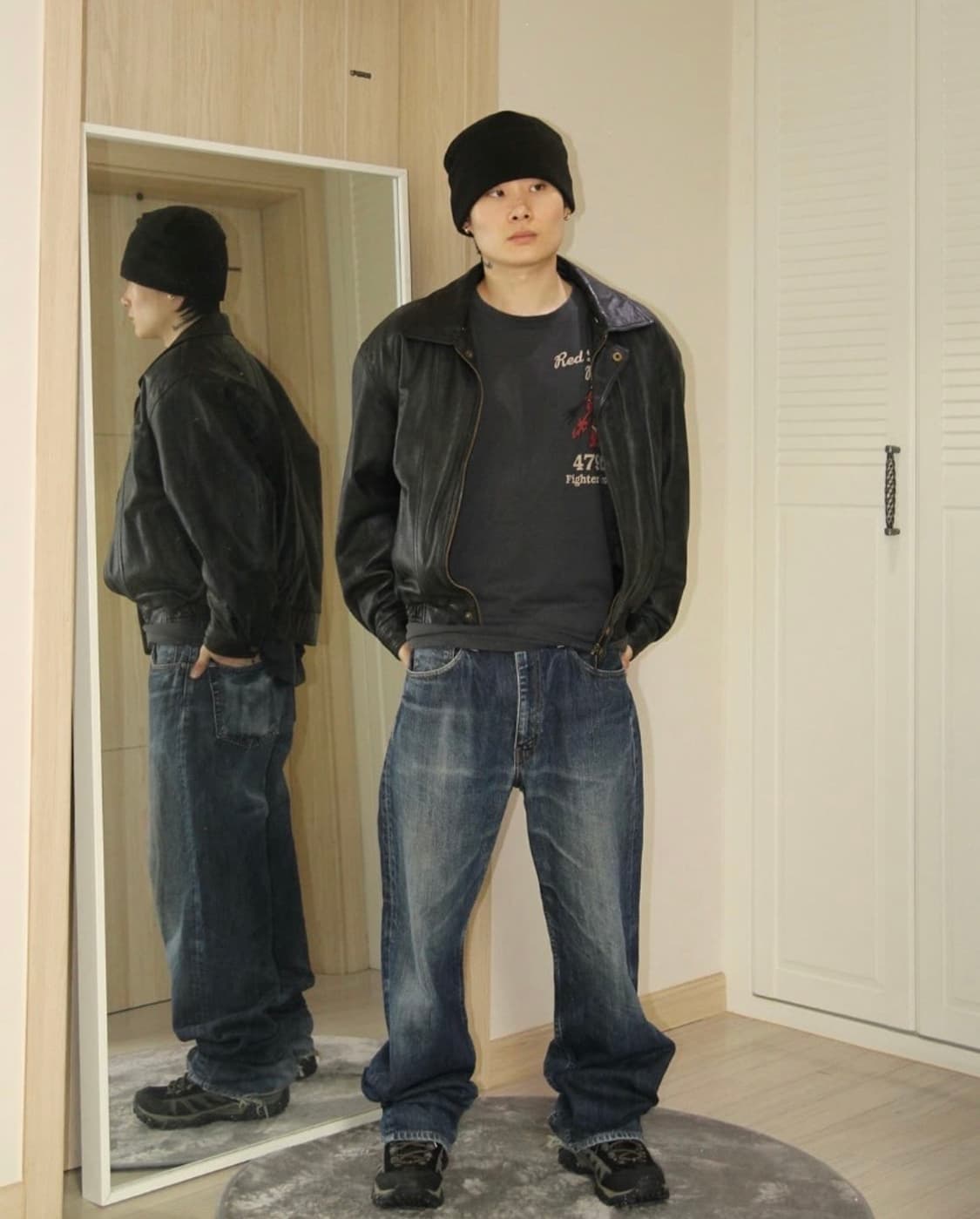 빈티지 램스킨 레더자켓 (m) 상품이미지4