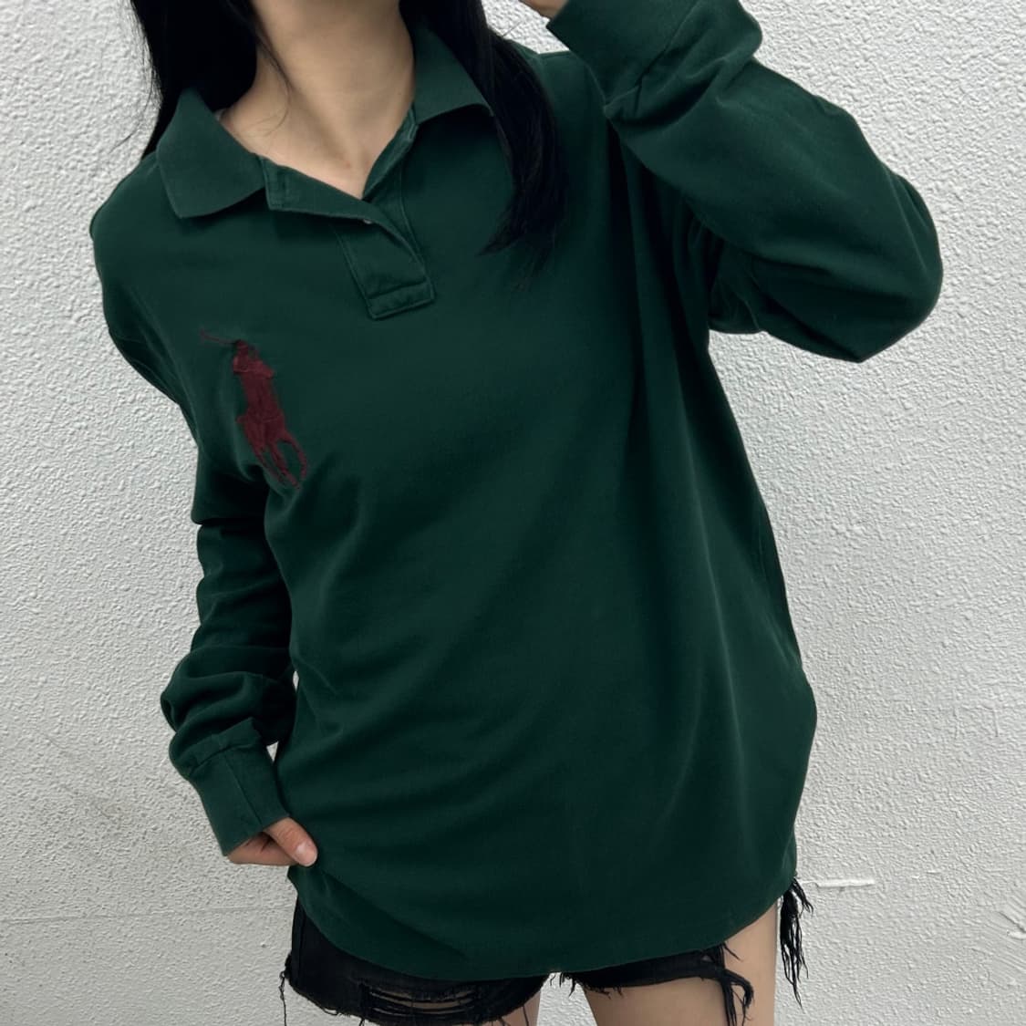 폴로 랄프로렌 버건디 빅포니 그린 pk티 XL 상품이미지1