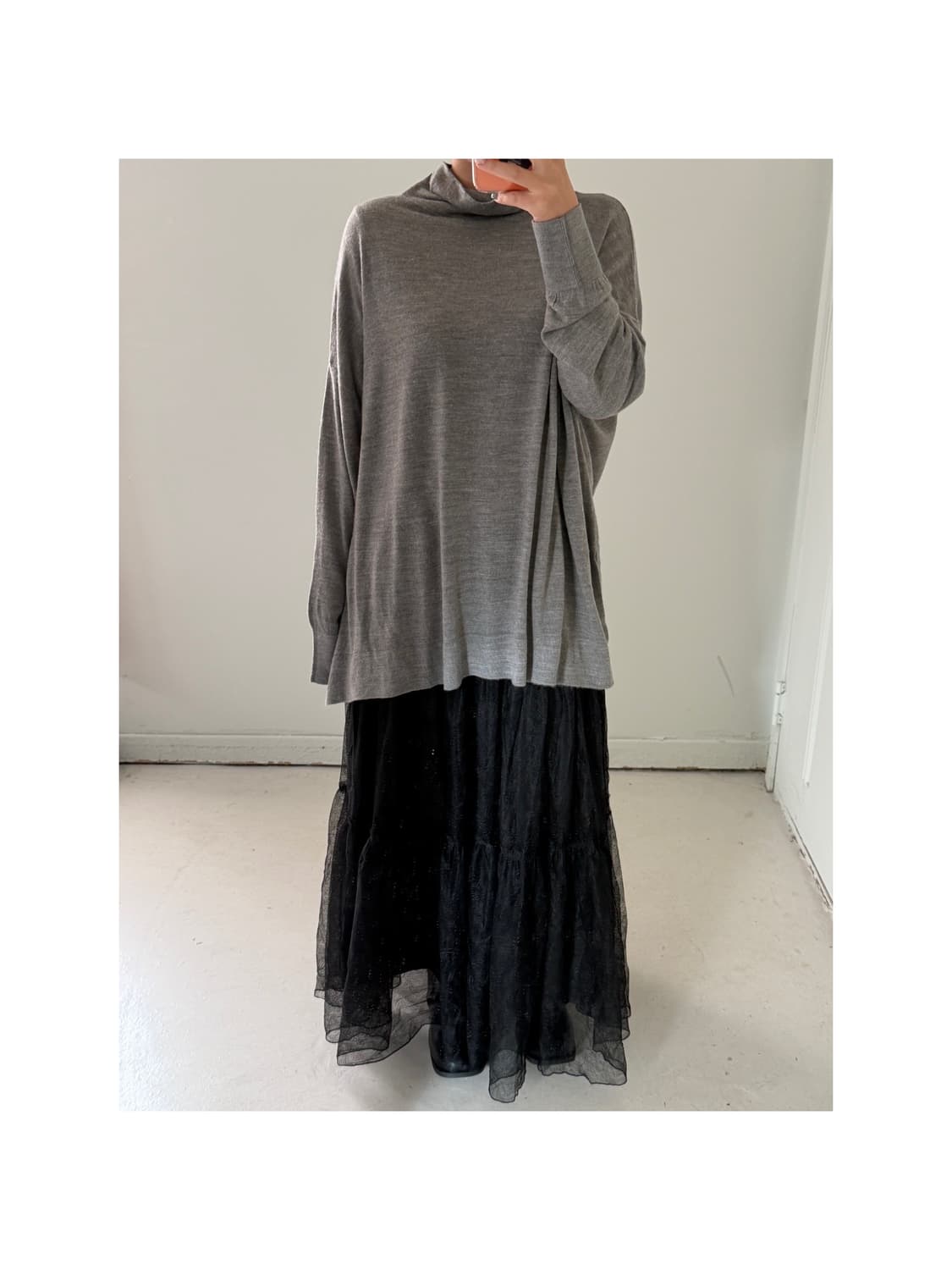 일본빈티지 그레이 니트 터틀넥 롱슬리브 상품이미지1