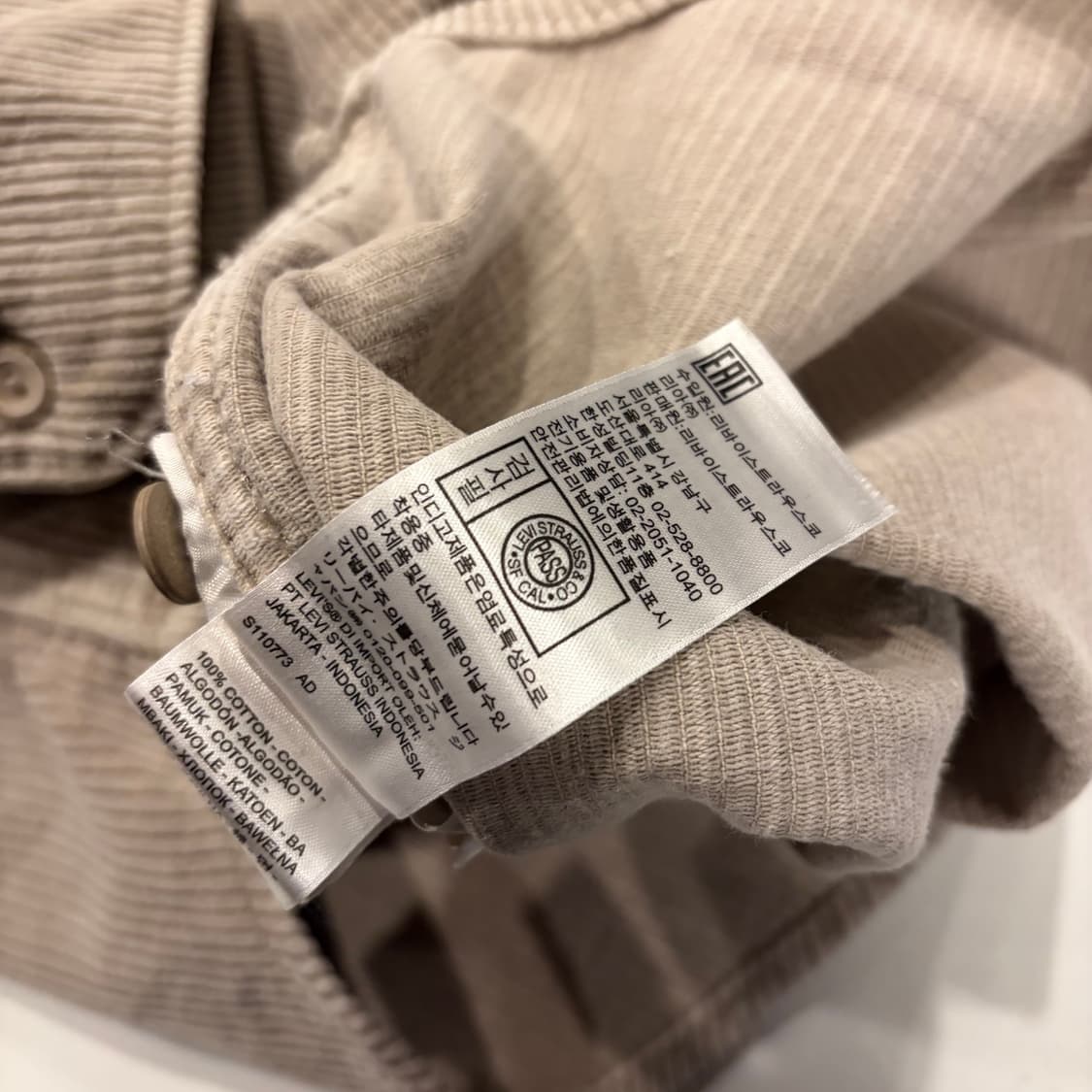 [XS] 리바이스 코듀로이 셔츠 베이지 B869 상품이미지10