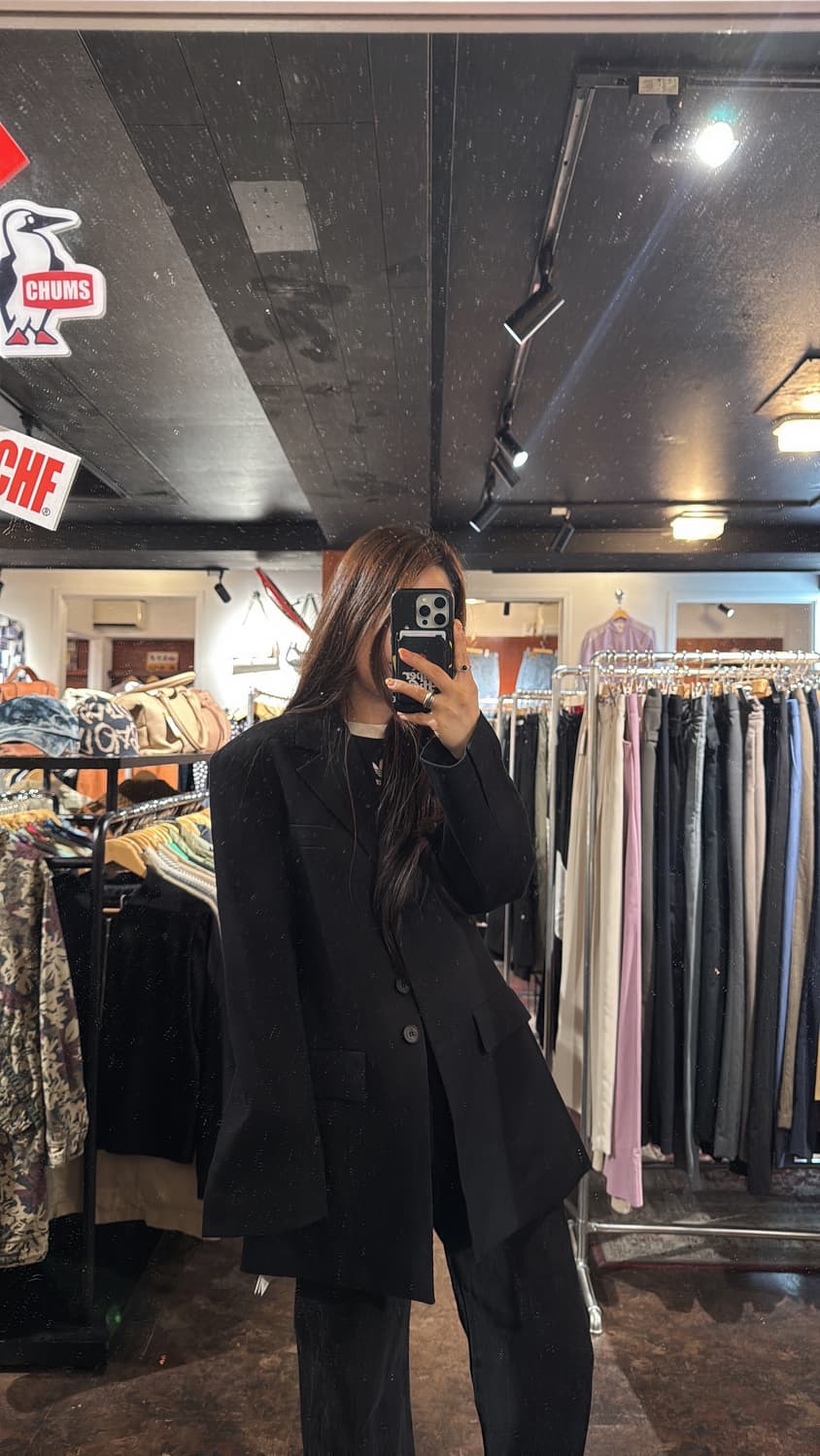 ORR 오르 테일러카라 헤링본 울 클래식 블랙 블레이저 자켓 S 새상품 상품이미지8
