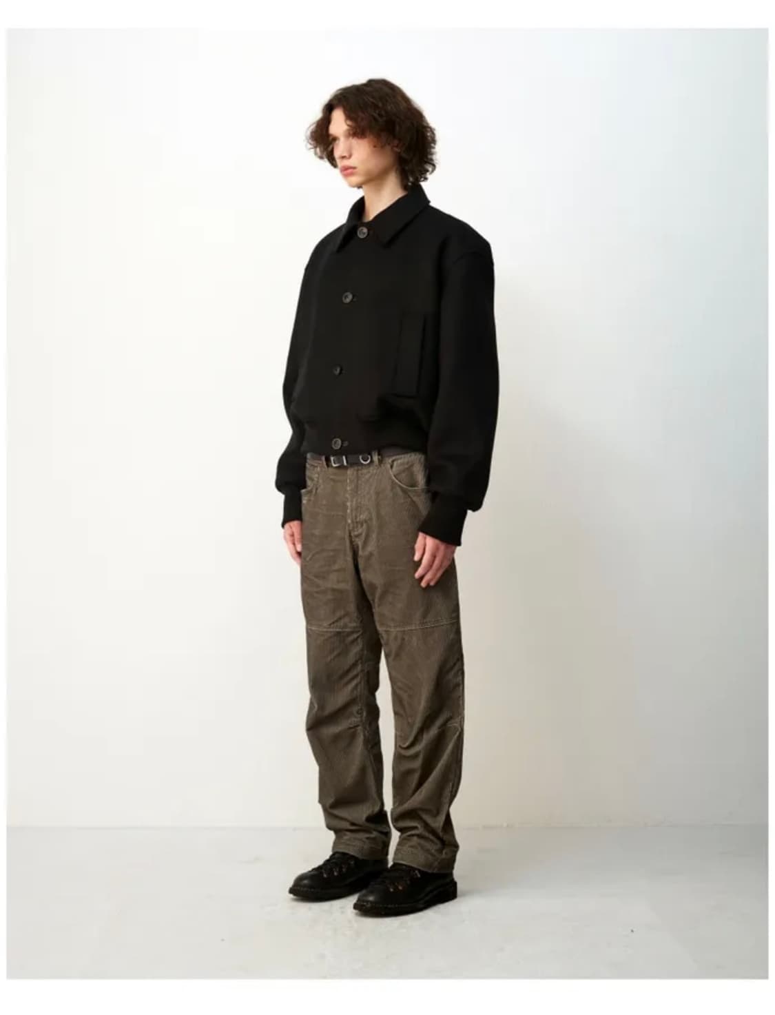 (L) 쿠어 프린티드 패널 코듀로이 팬츠 (투톤그레이) 판매 상품이미지2