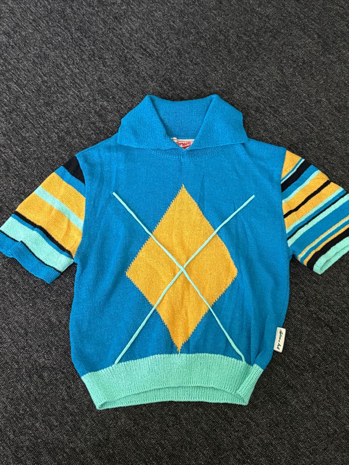 [M] 엔더슨벨 아가일 스트라이프 폴로 니트 탑 상품이미지1