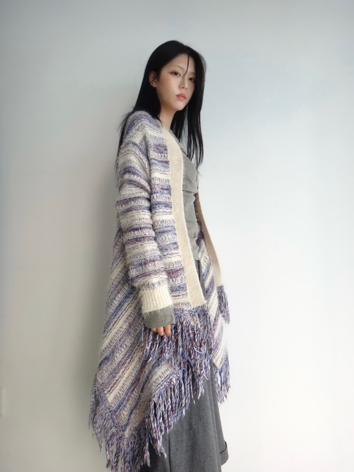 Tassel color mix cardigan 상품이미지4
