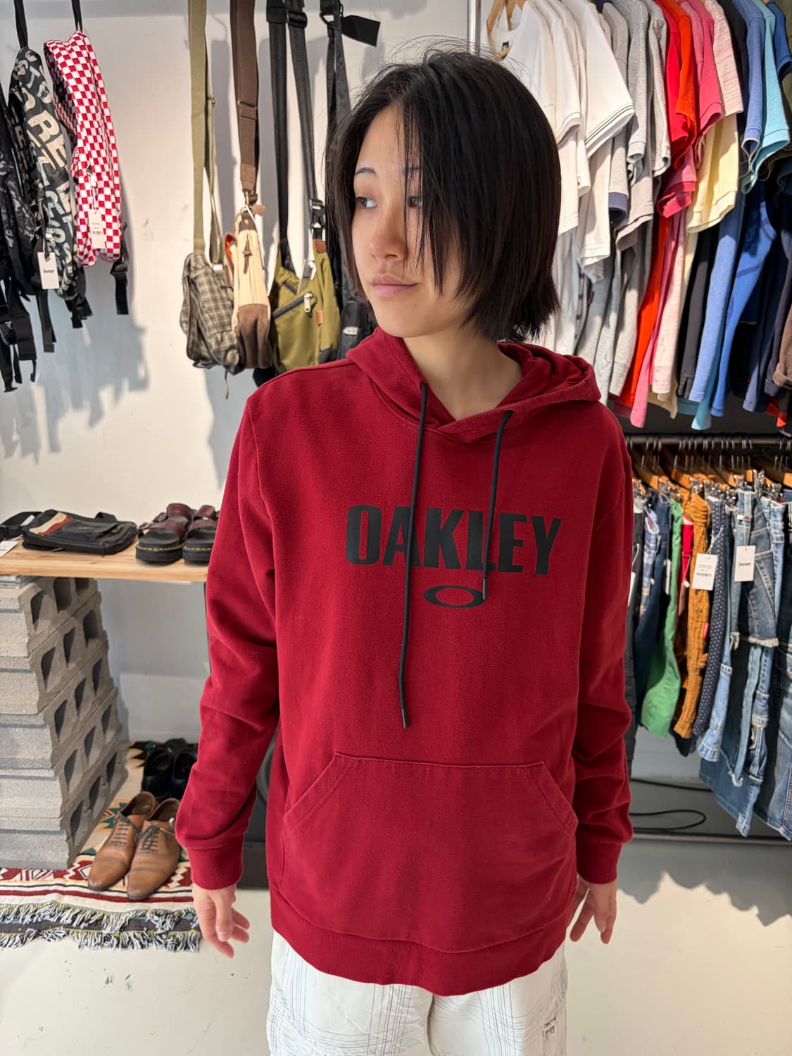 Oakley 버건디 로고 후드티 상품이미지2