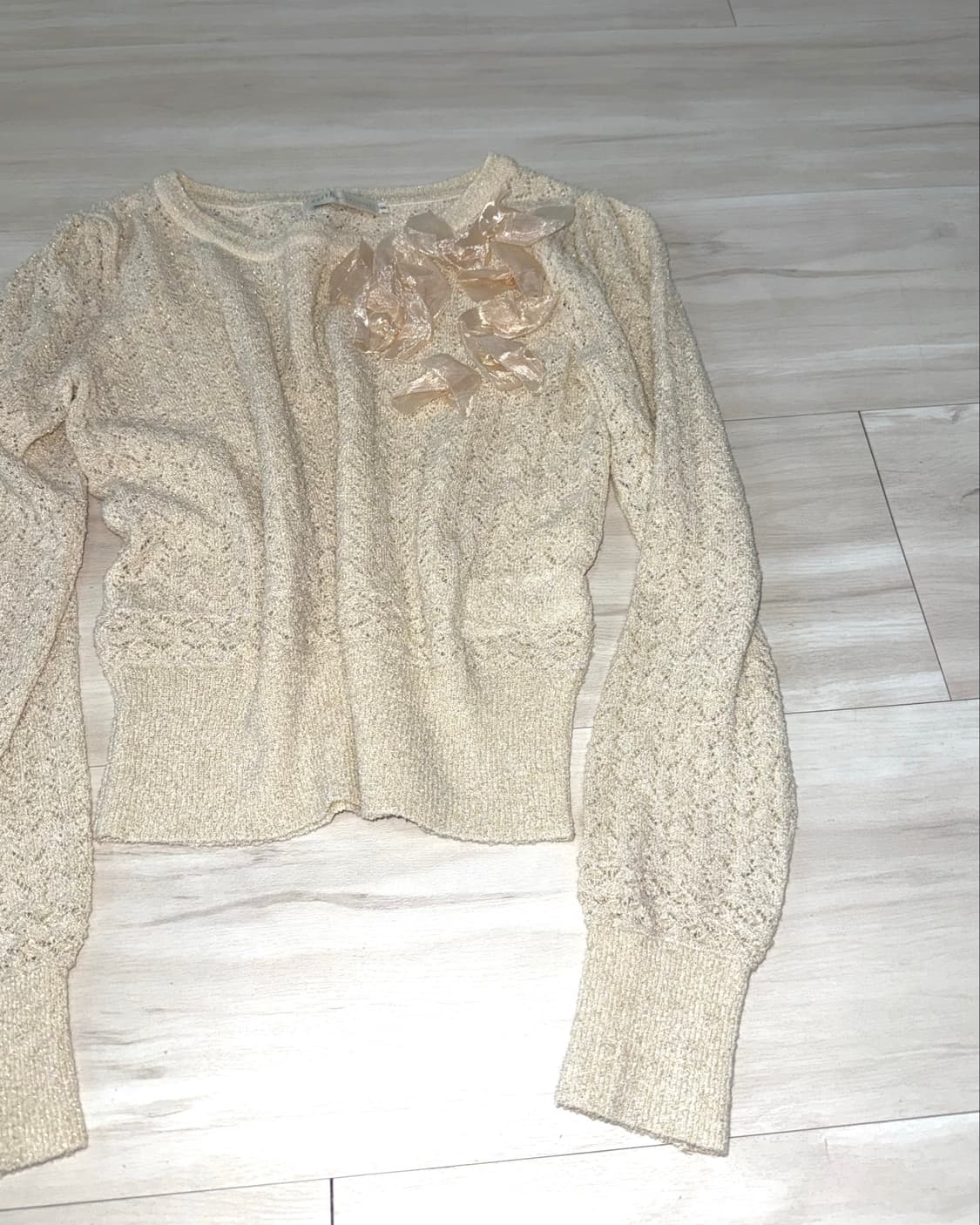 Ivory Lurex Floral Corsage Knit 상품이미지9