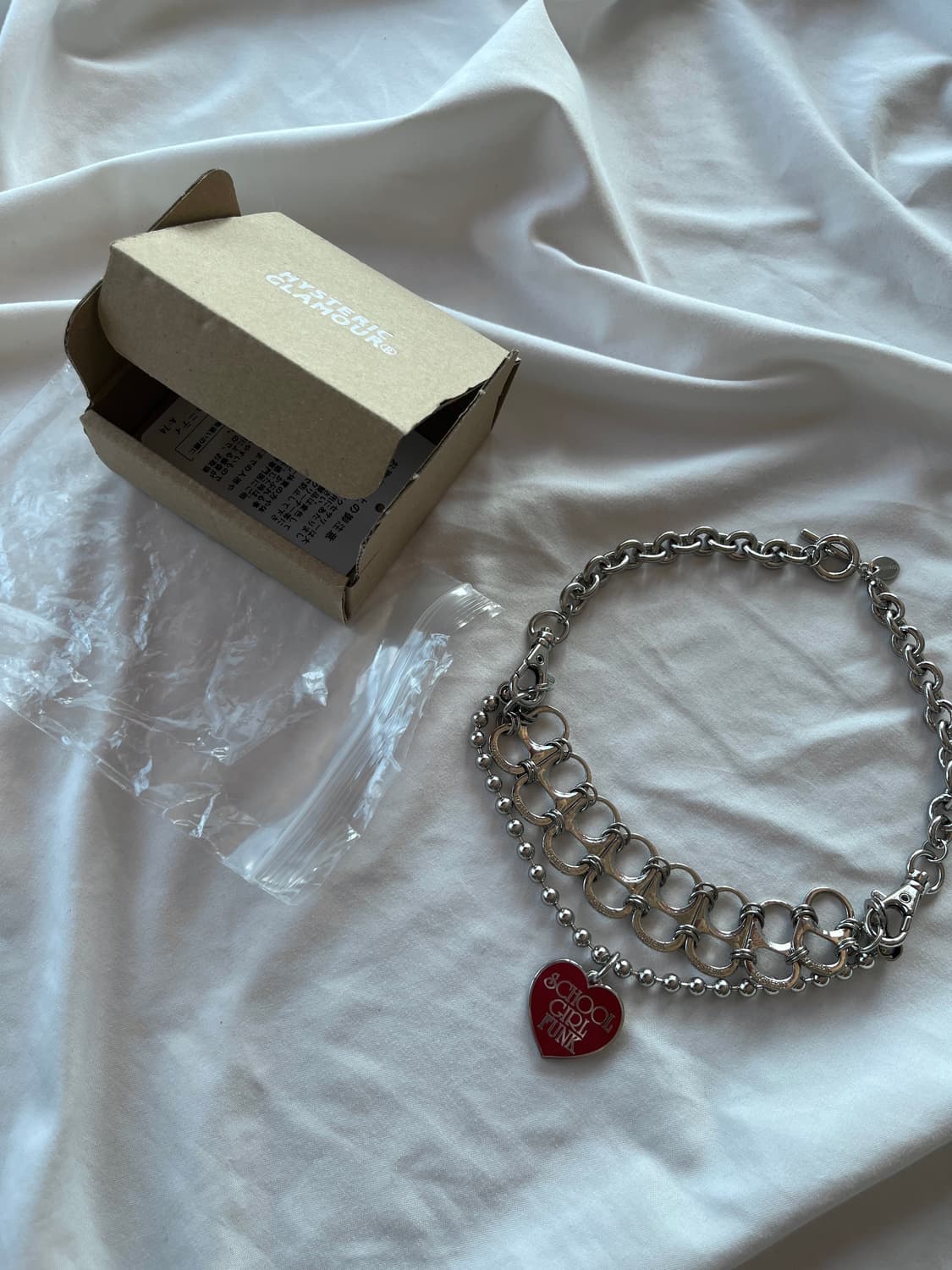 (새상품) 히스테릭 글래머 스쿨 걸 펑크 하트 참 더블 체인 목걸이 상품이미지8