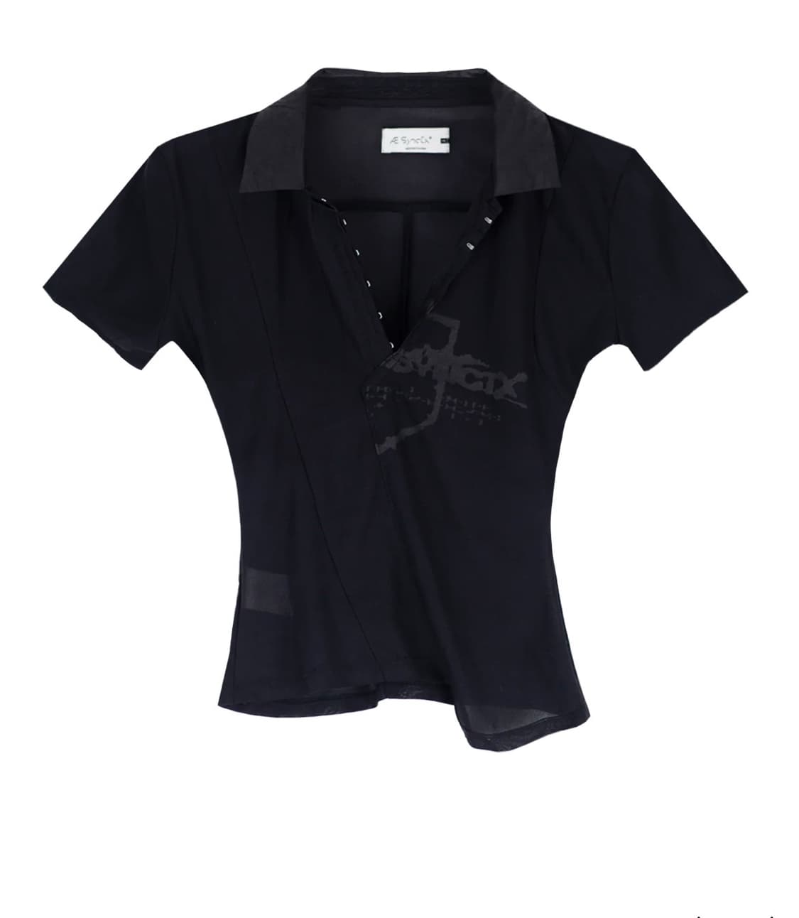 에이시넥틱스 카라 시스루 언발 반팔 상품이미지1