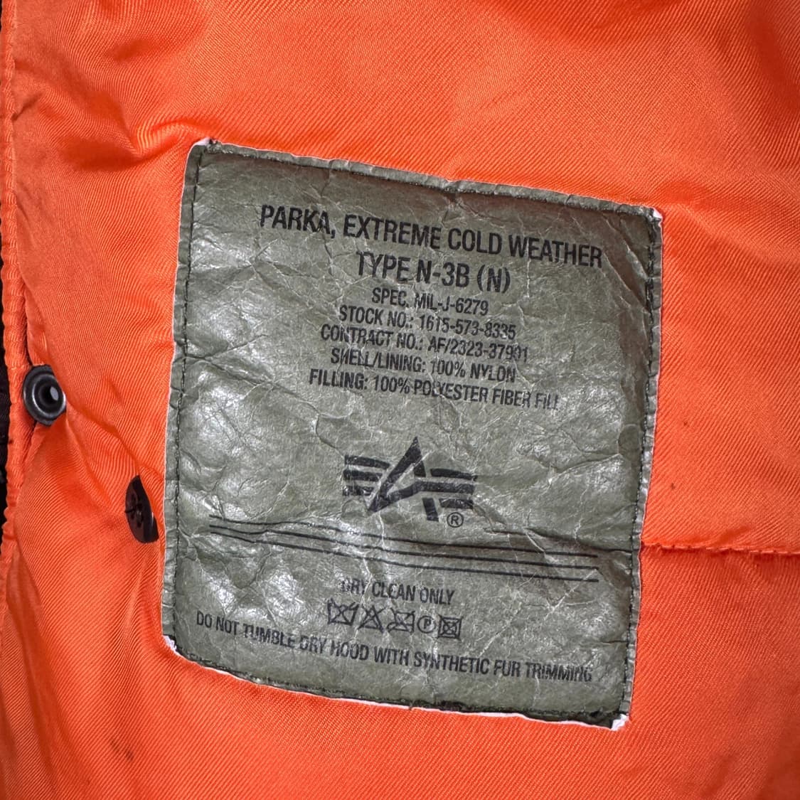 00s 알파 인더스트리 N-3B 파카 다크 브라운 상품이미지7