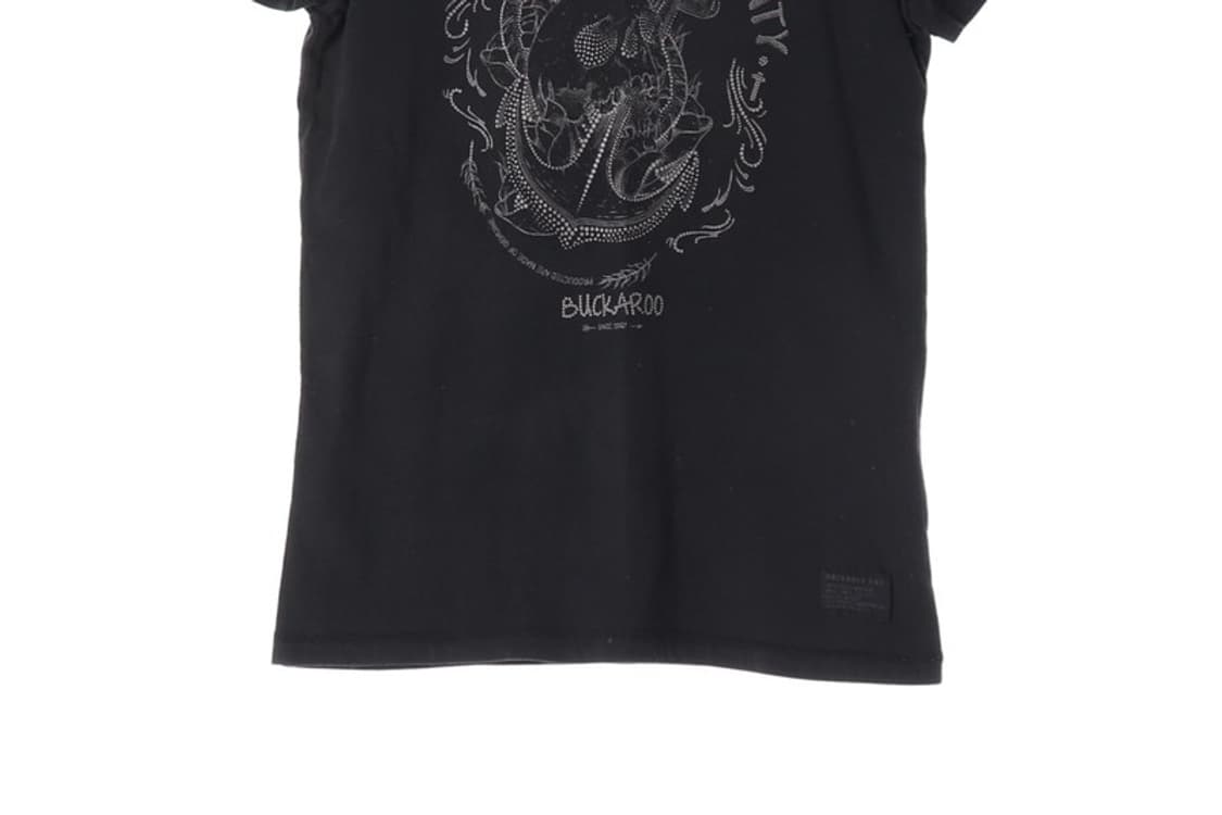 버커루 블랙 빈티지 그래픽 반팔티 S 상품이미지4