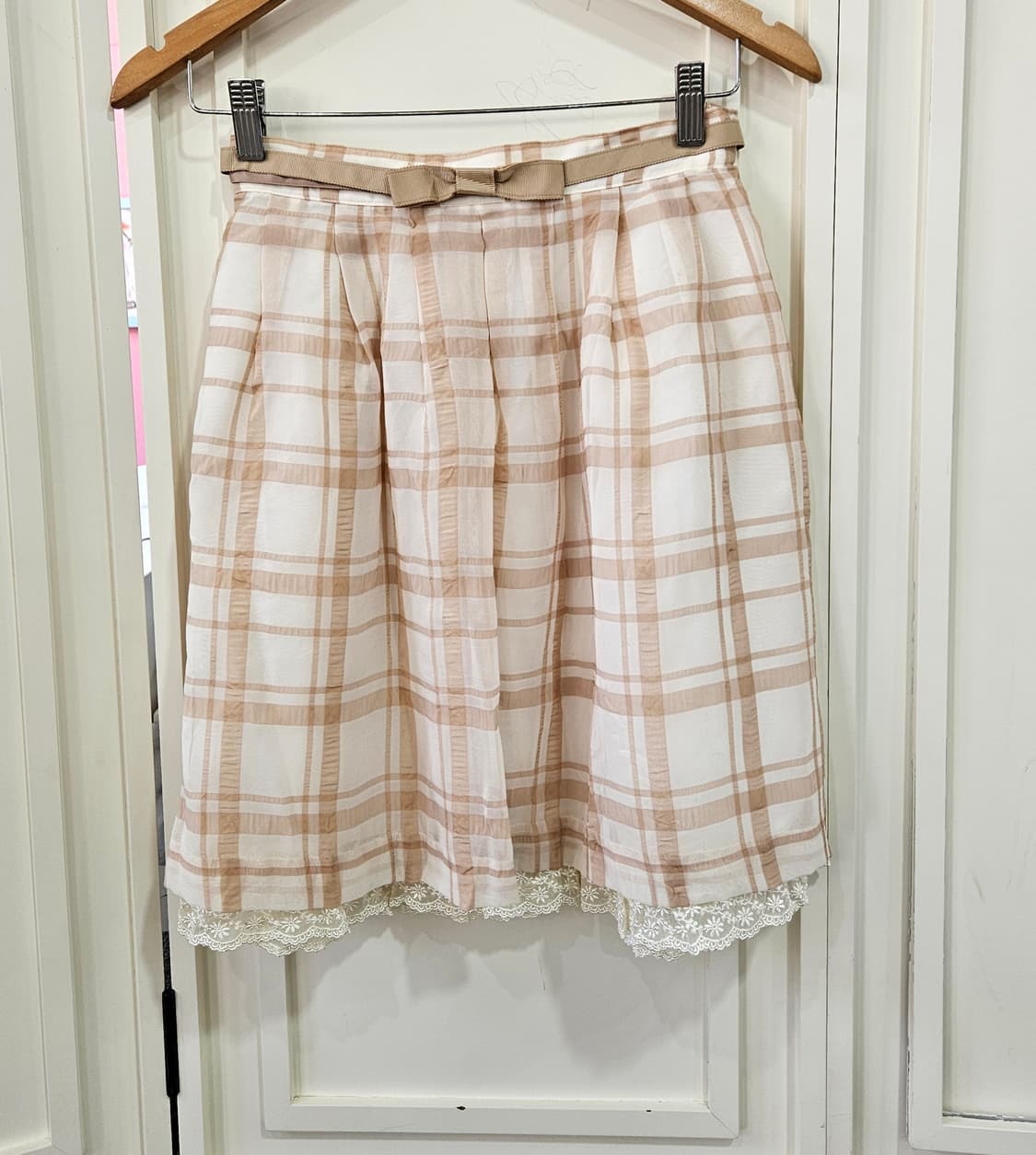 레스트로즈 밀크라떼 체크 스커트 상품이미지1