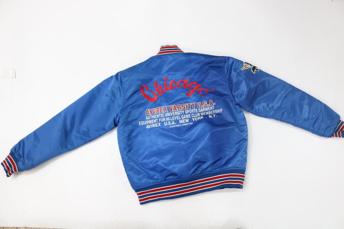 Avirex 아비렉스 빈티지 시카고 바시티 사틴 자켓 (M) 상품이미지8