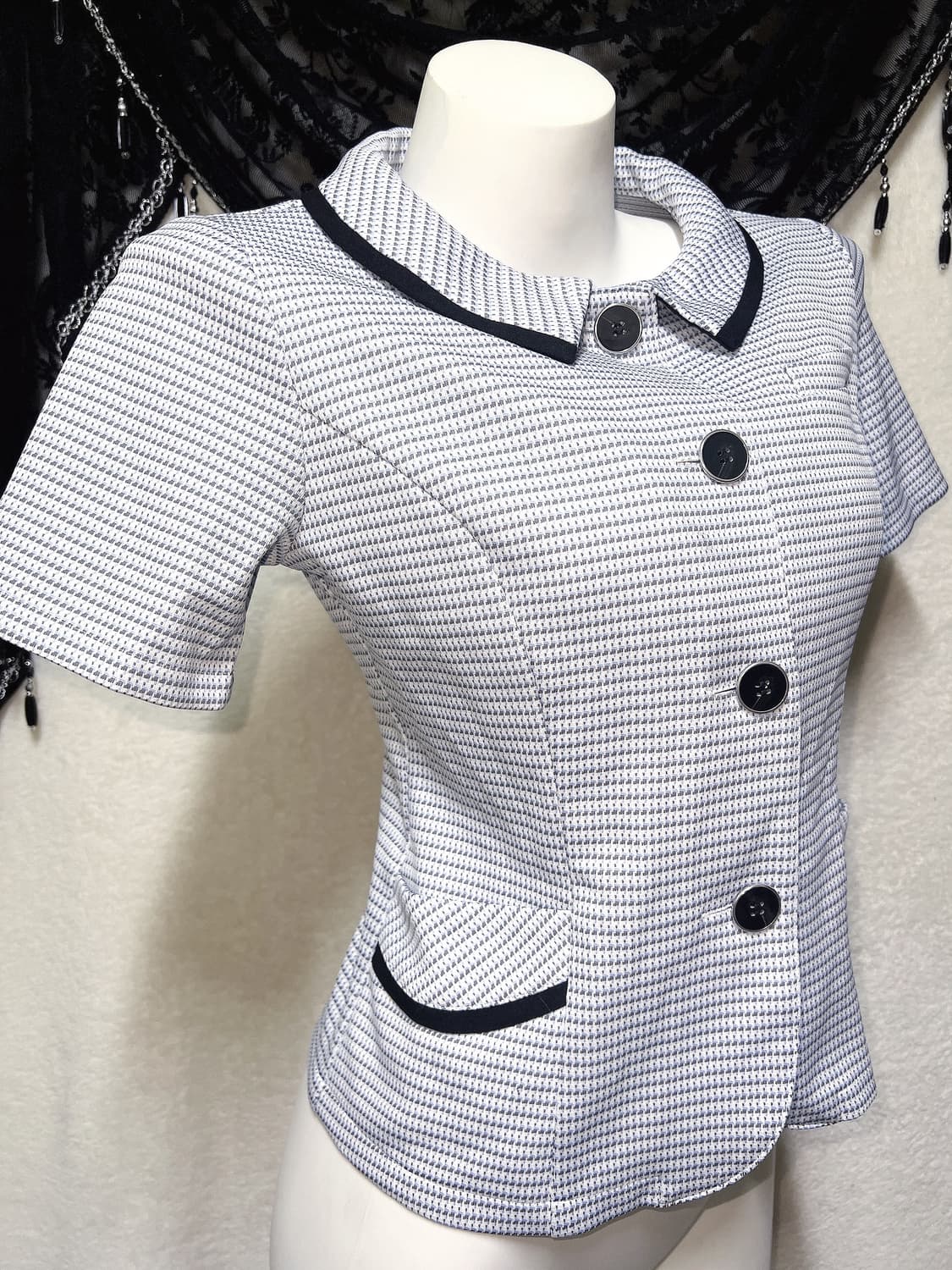 로맨틱갸루 로걀 반팔 블라우스자켓 러블리 양산형 하객 핀터 올드머니 상품이미지3