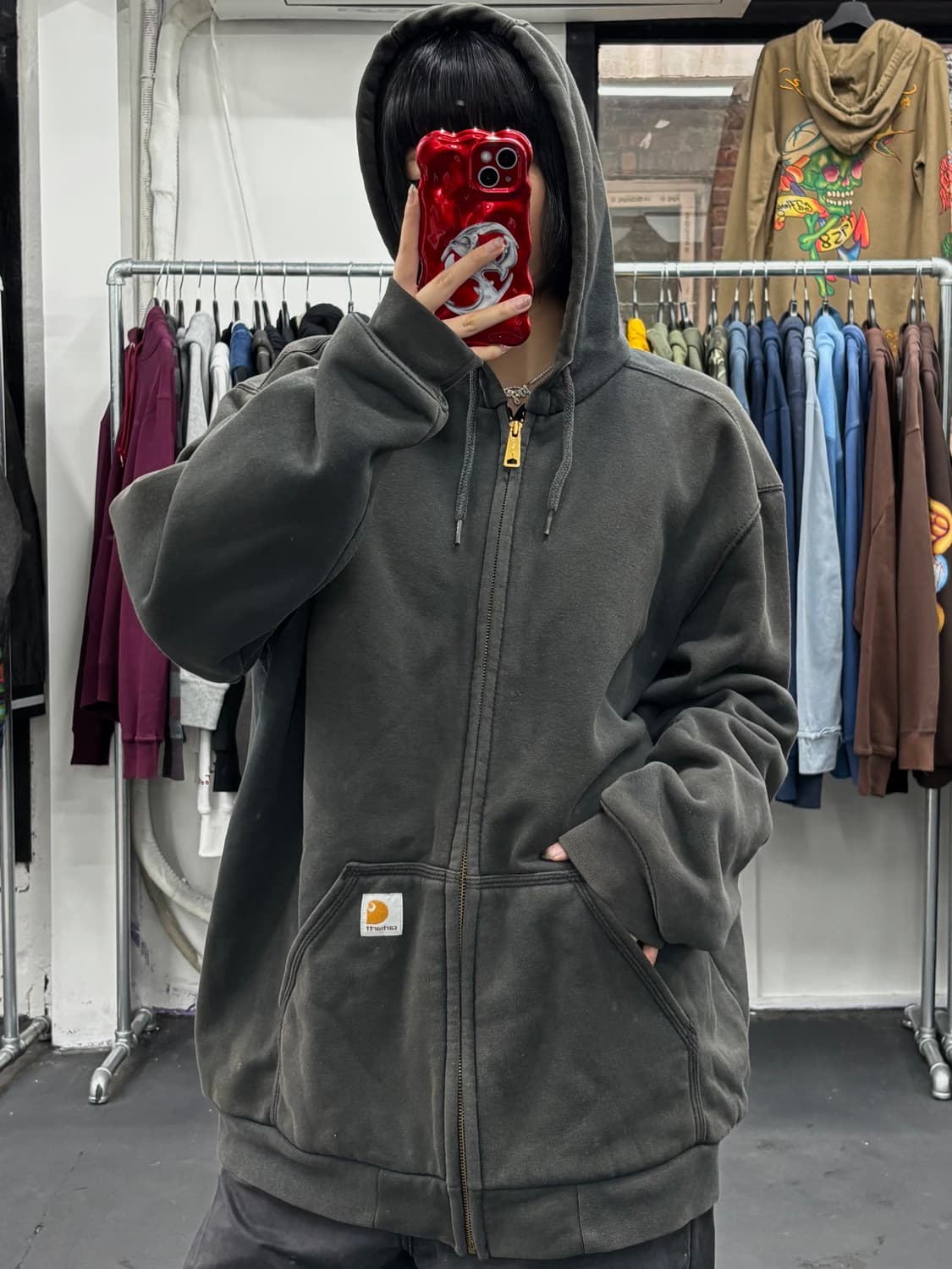 칼하트 써멀 블랙 후드집업 상품이미지4