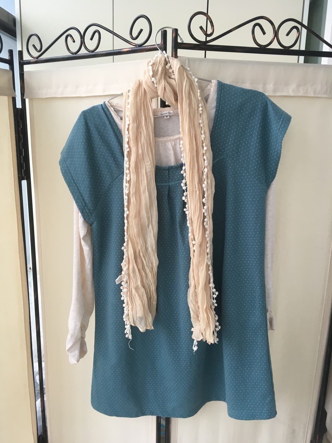 Set) 블루그린 민트 도트 블라우스+모리 레이스 티+레이스머플러 상품이미지7