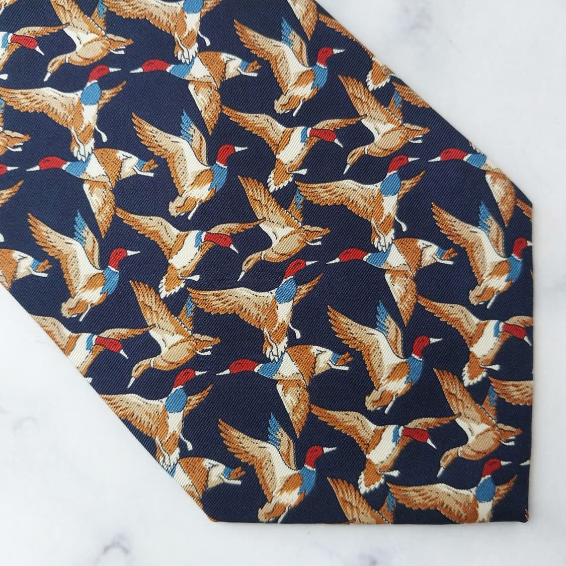 타이렉 넥타이 네이비 오리 모티브 새제품 9.7cm  K2602 상품이미지6