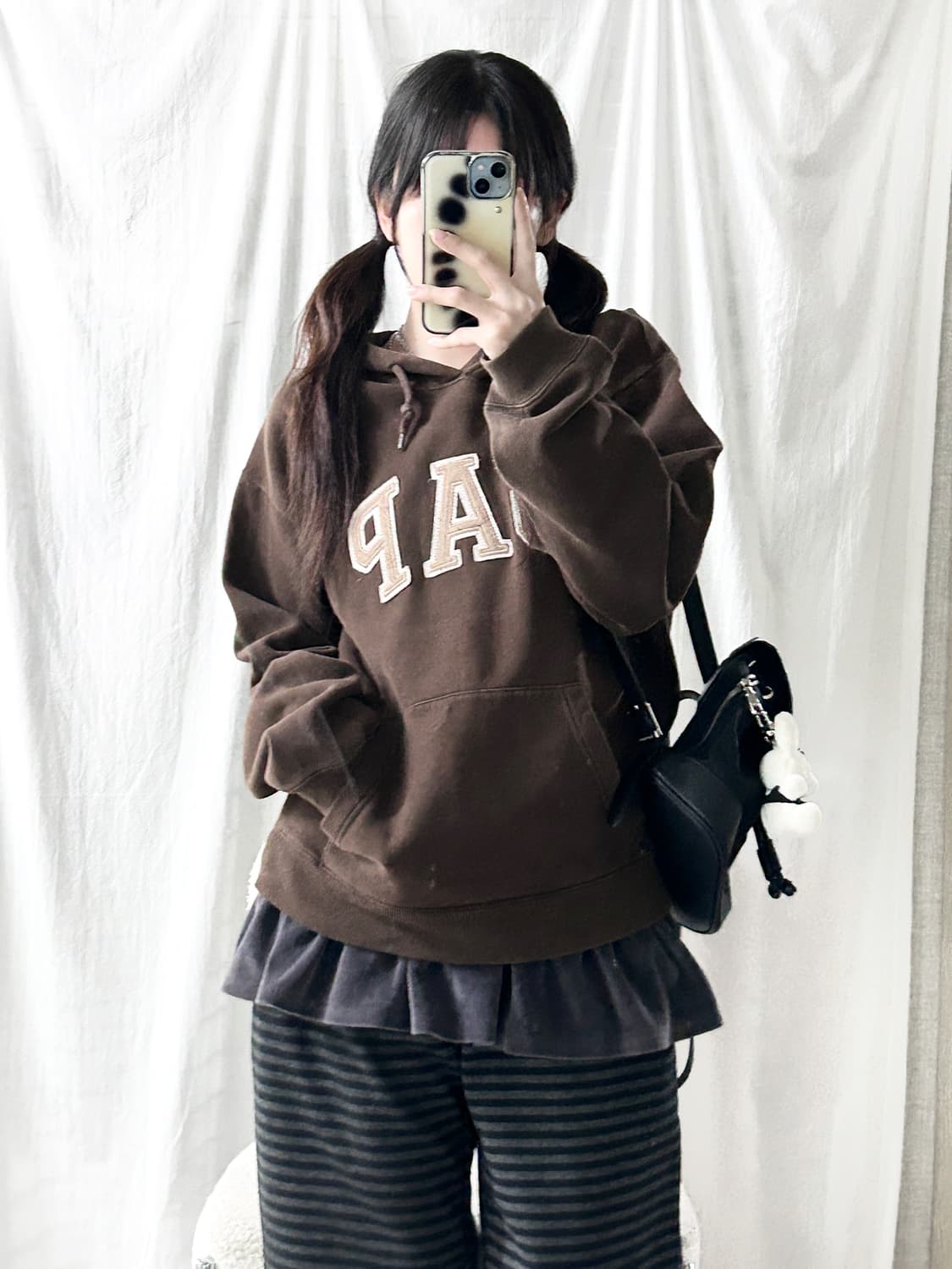 갭 빅로고 브라운 초코후드 상품이미지3