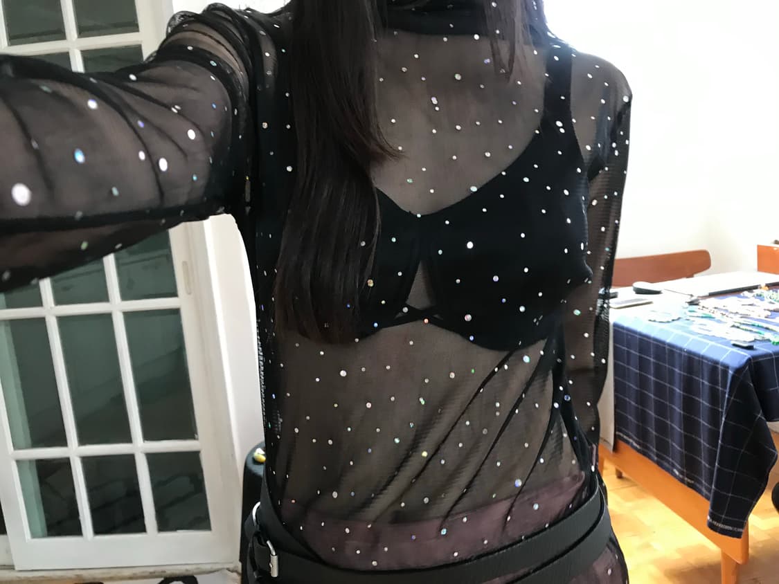 vintage see-through spangle mash top 상품이미지2