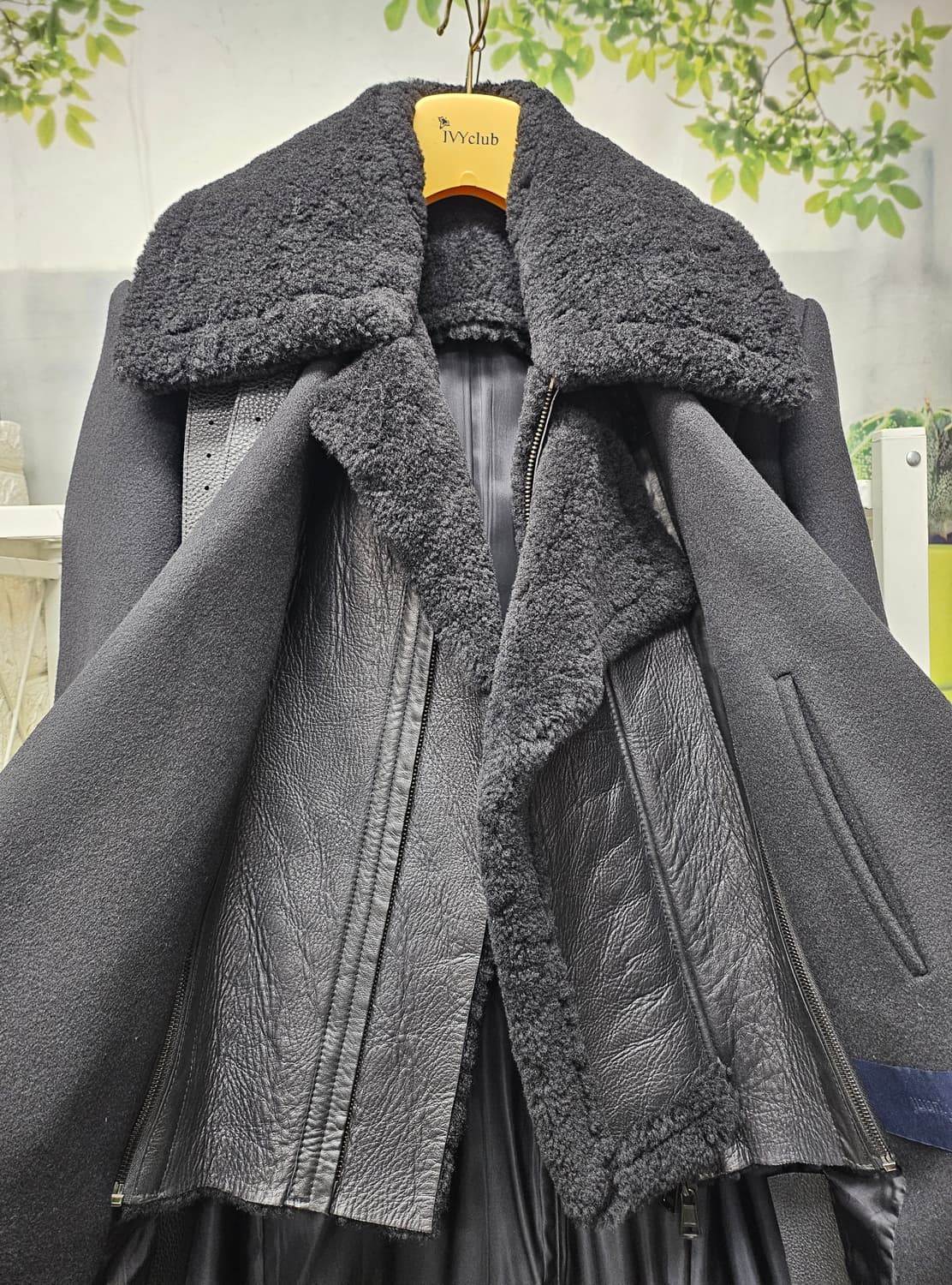 준지 남성코트 90~슬림95 무스탕 울 롱코트 XD43 상품이미지4