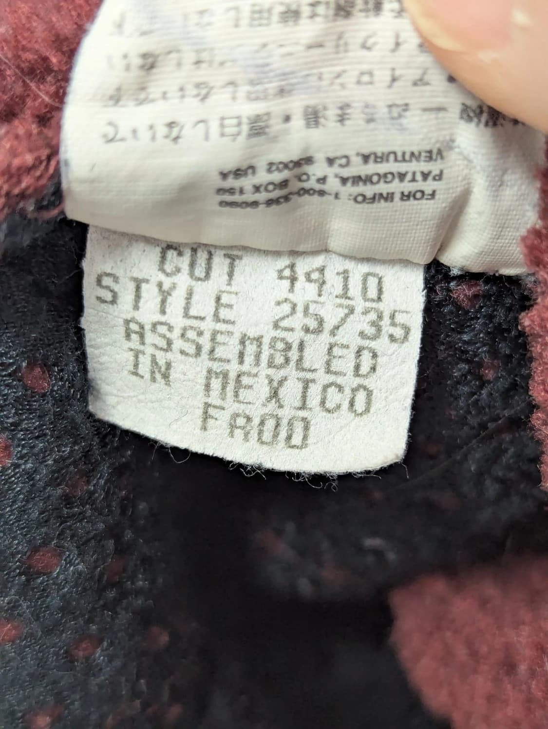 00FW 멕시코 파타고니아 신칠라 마수피얼 플리스 풀오버 버건디 상품이미지4