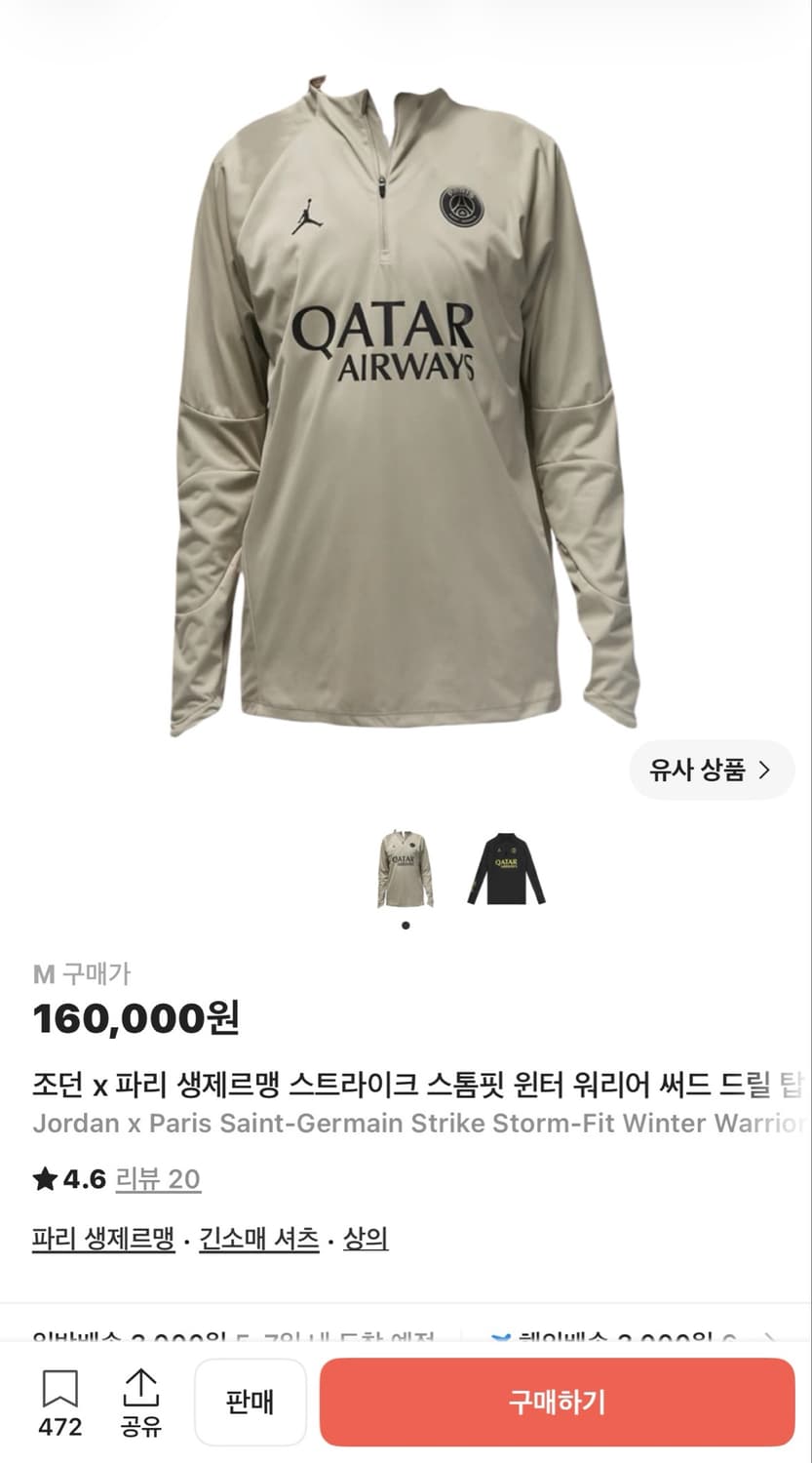 PSG 조던 드릴탑 M사이즈 상품이미지1