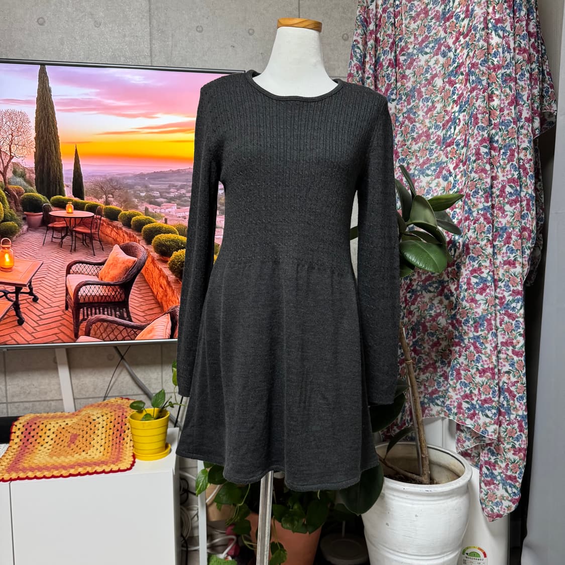 베네통 진그레이 니트 긴팔 원피스 예뻐요 상품이미지2