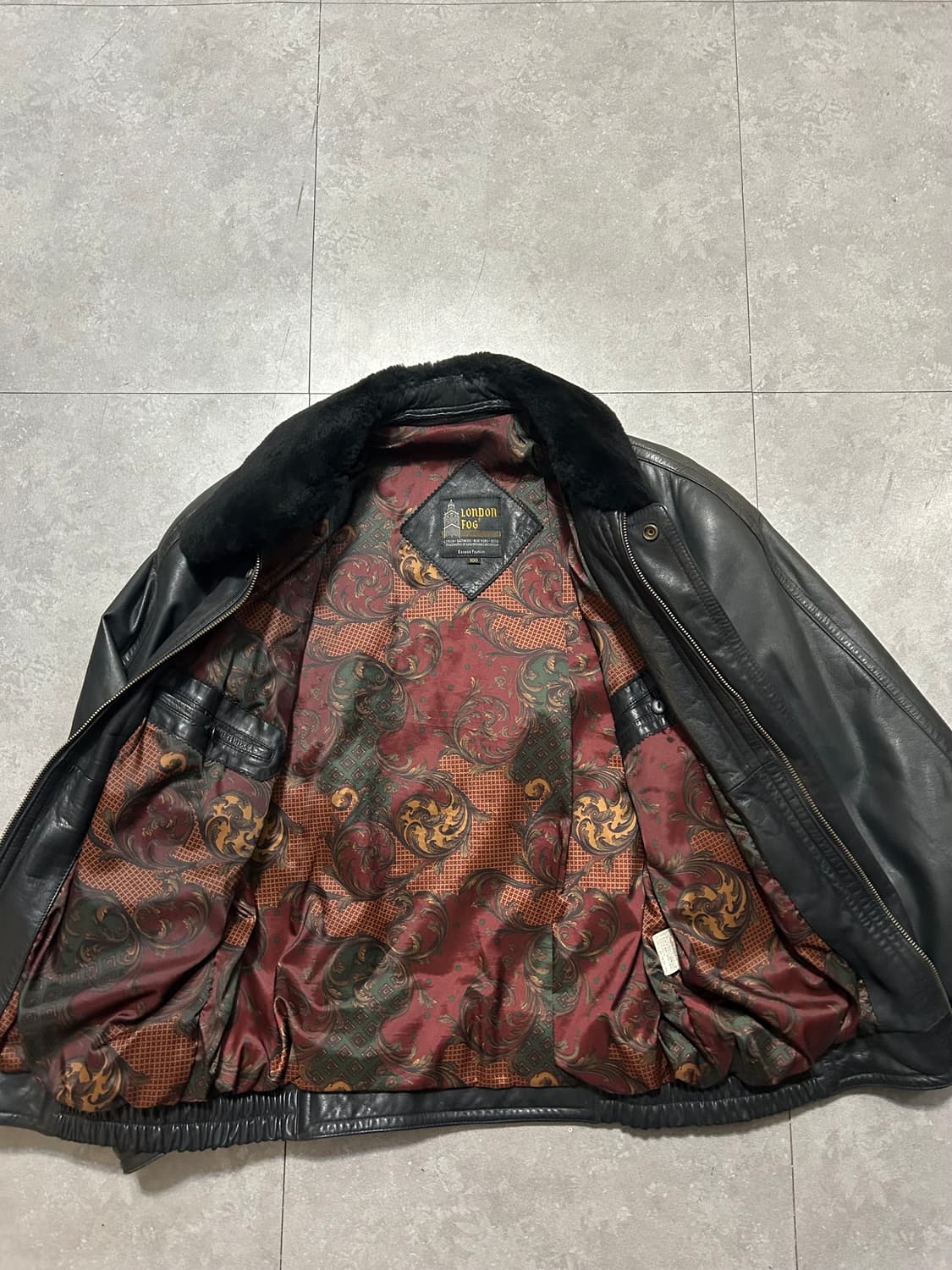 80s  런던포그 빈티지 블랙  소가죽  라이더  자켓  100size  상품이미지4