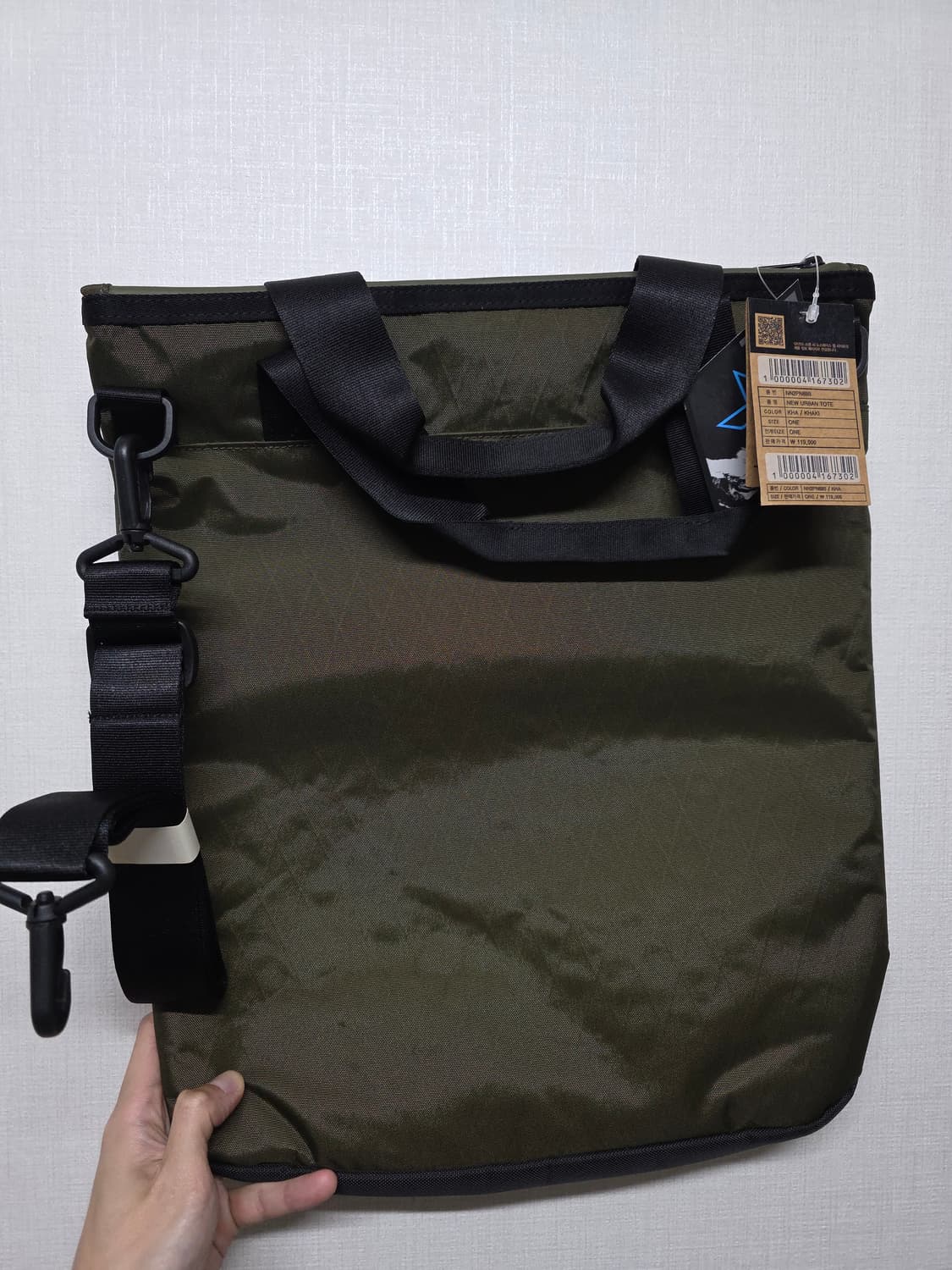 노스페이스 토트백(크로스백 겸)카키 새상품 정가12만원 상품이미지4