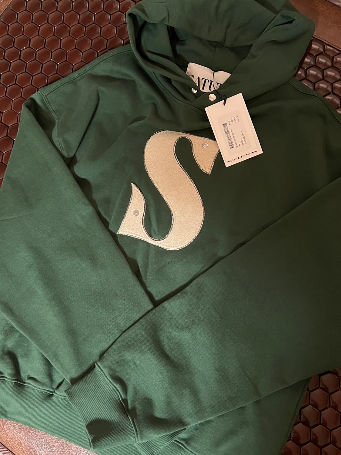 세터 리벳 아플리케 포켓 로고 후드 그린 XL 상품이미지1