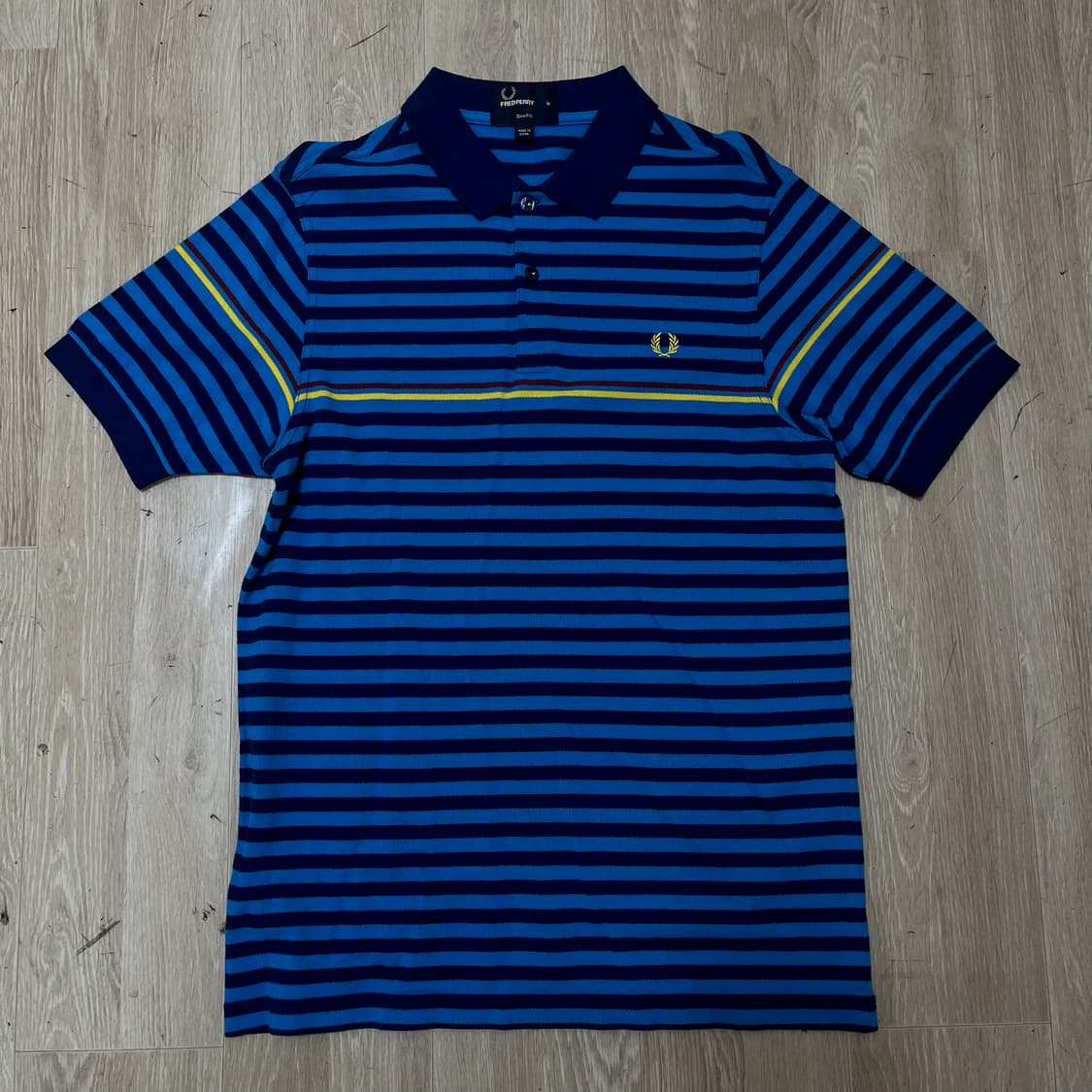 프레드페리 스트라이프 단가라 PK 반팔 카라티 [블루] M/95 상품이미지1