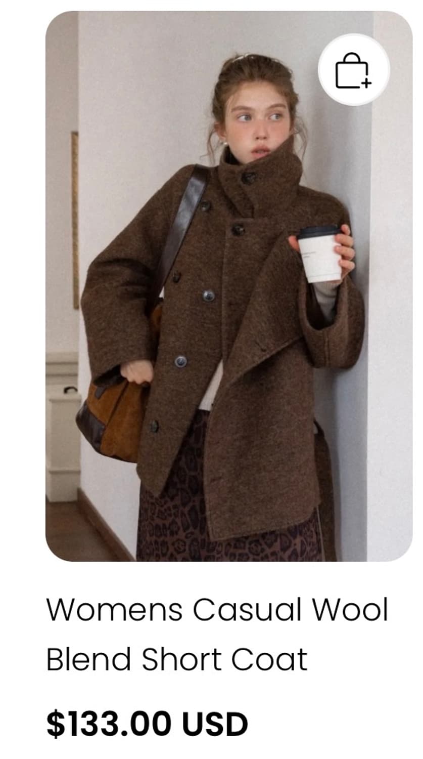 [새상품] Eggka 에그카 캐주얼 울 블랜드 숏 코트 블랙 S 상품이미지7