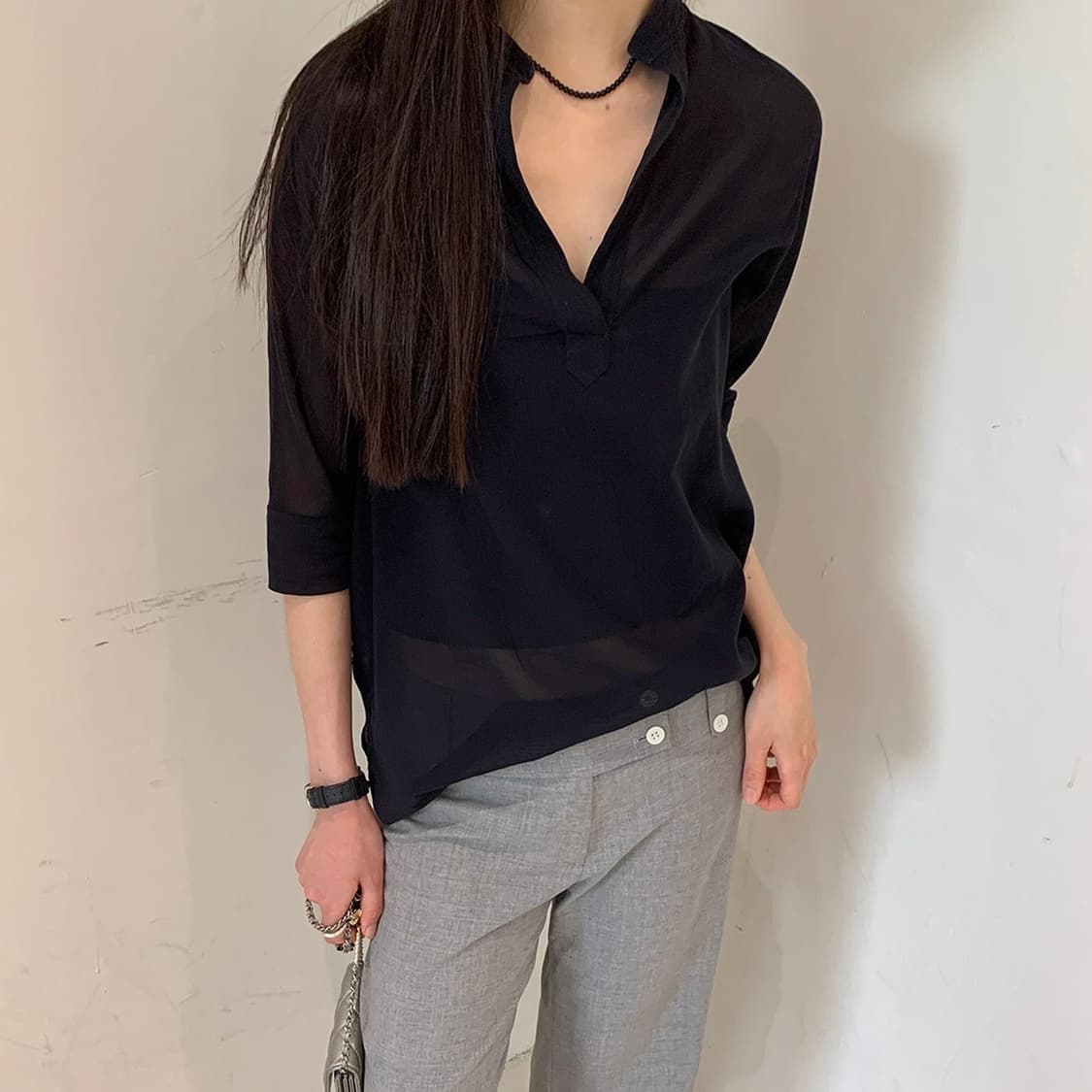 메종마르지엘라 블라우스 오픈카라 셔츠 상품이미지3