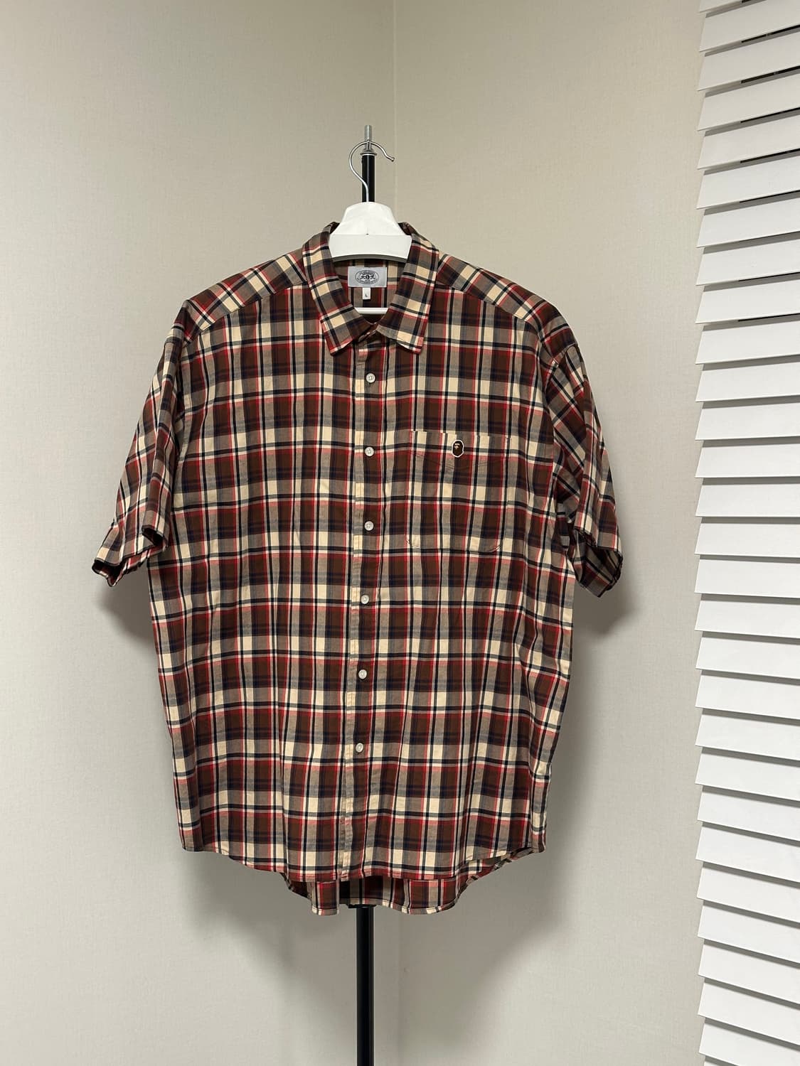 A BATHING APE 미니 체크 반팔 셔츠 L 상품이미지1