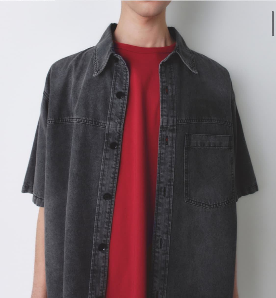 인사일런스 슬래시 워싱 데님 셔츠 WASHED GREY L사이즈 상품이미지3
